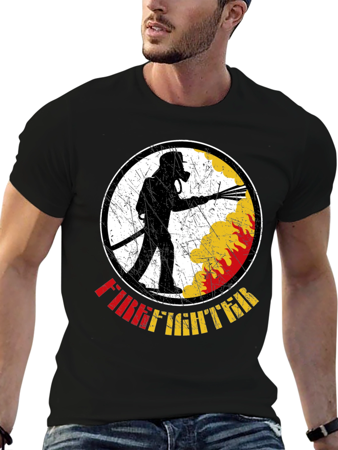 Black Firefighter Graphic T-Shirt - Black view 6