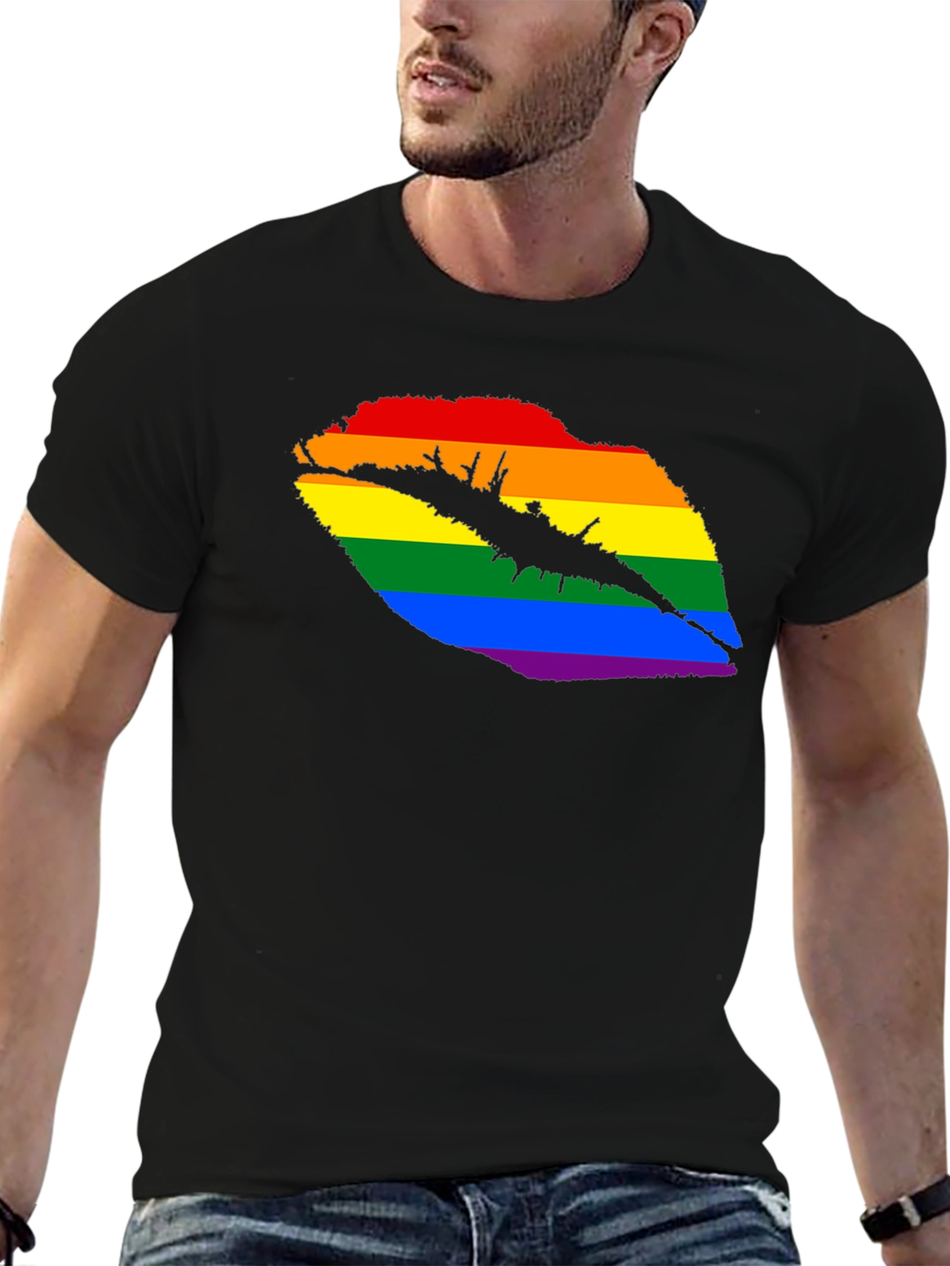 Black Pride Lips Graphic Tee - Black Unisex T-Shirt view 6