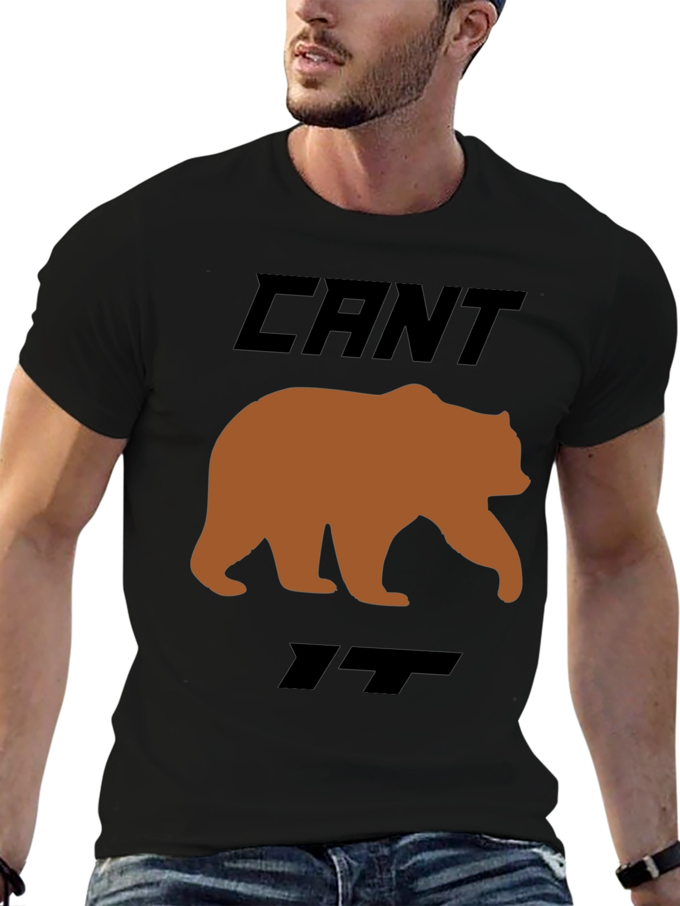Black Can't Bear It Funny Graphic T-Shirt view 6