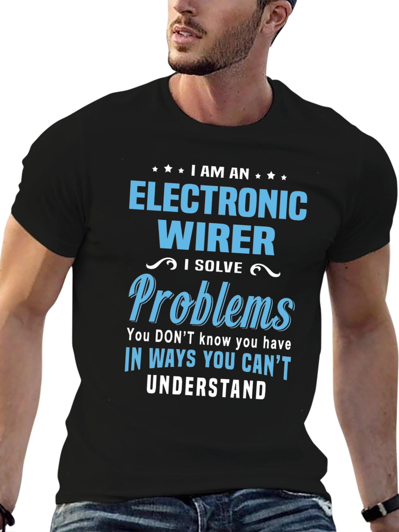 Black Electronic Wirer T-Shirt - I Solve Problems view 6