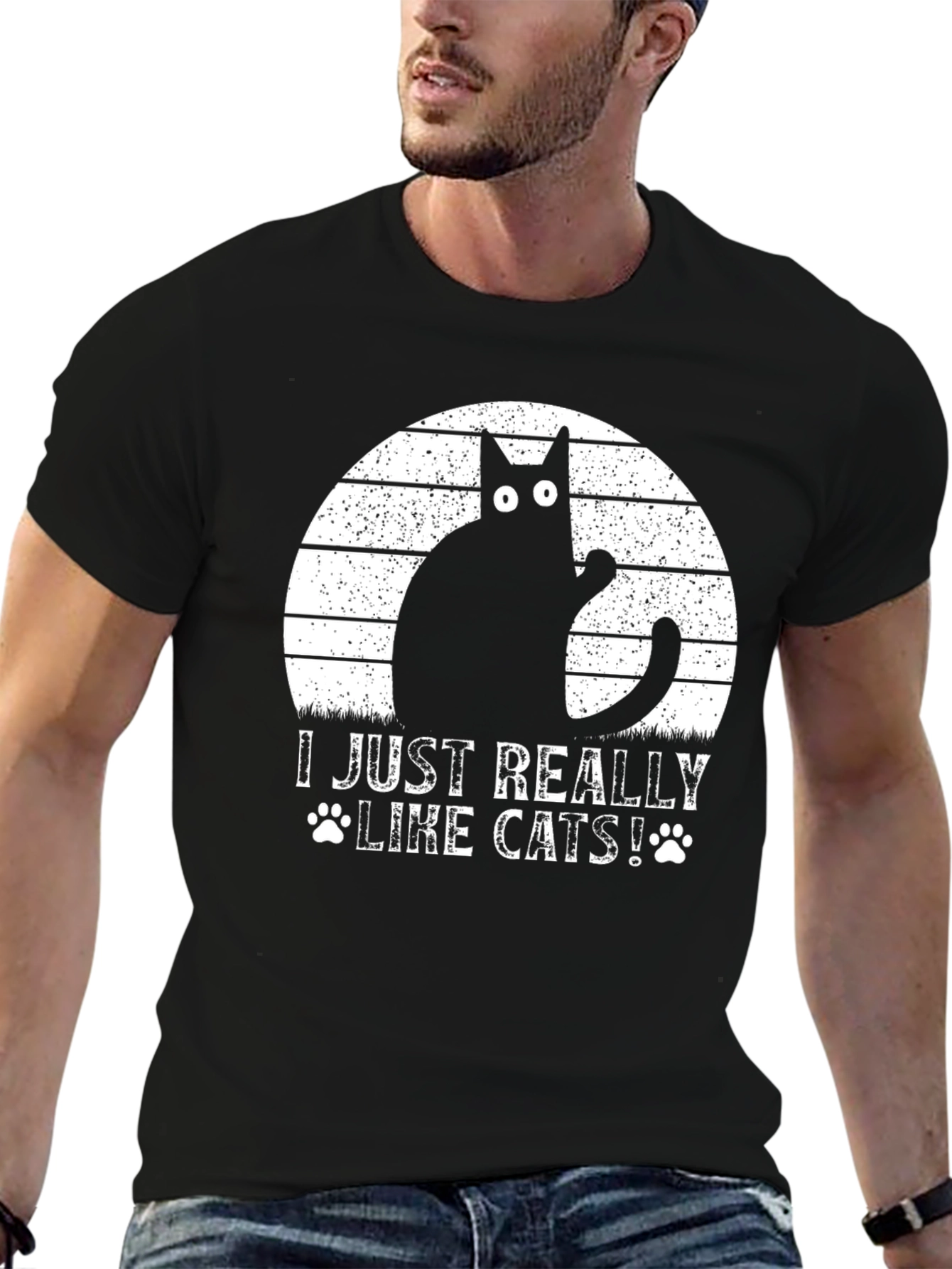 Black I Just Really Like Cats Black T-Shirt  view 6