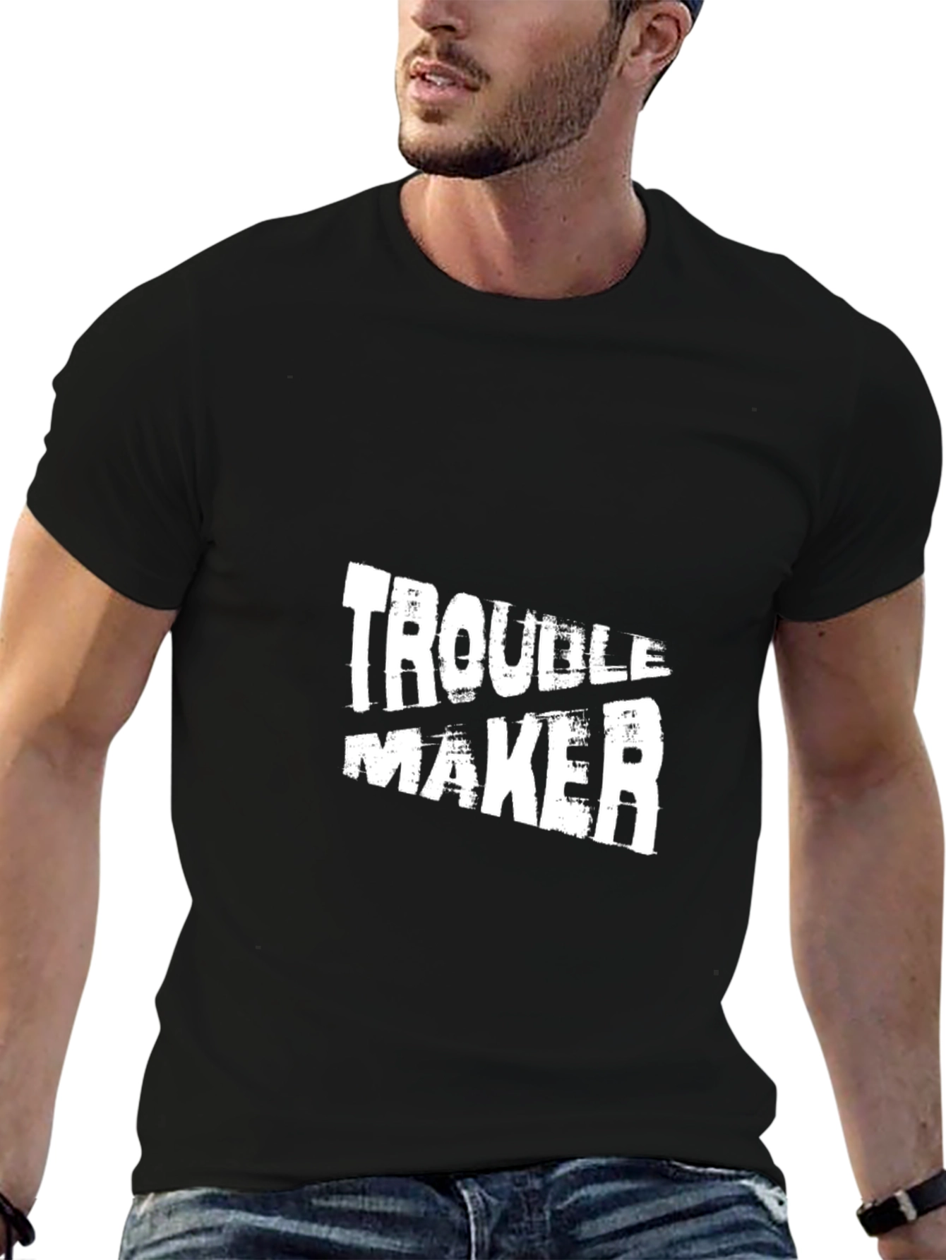 Black Troublemaker Graphic T-Shirt - Bold Streetwear view 6