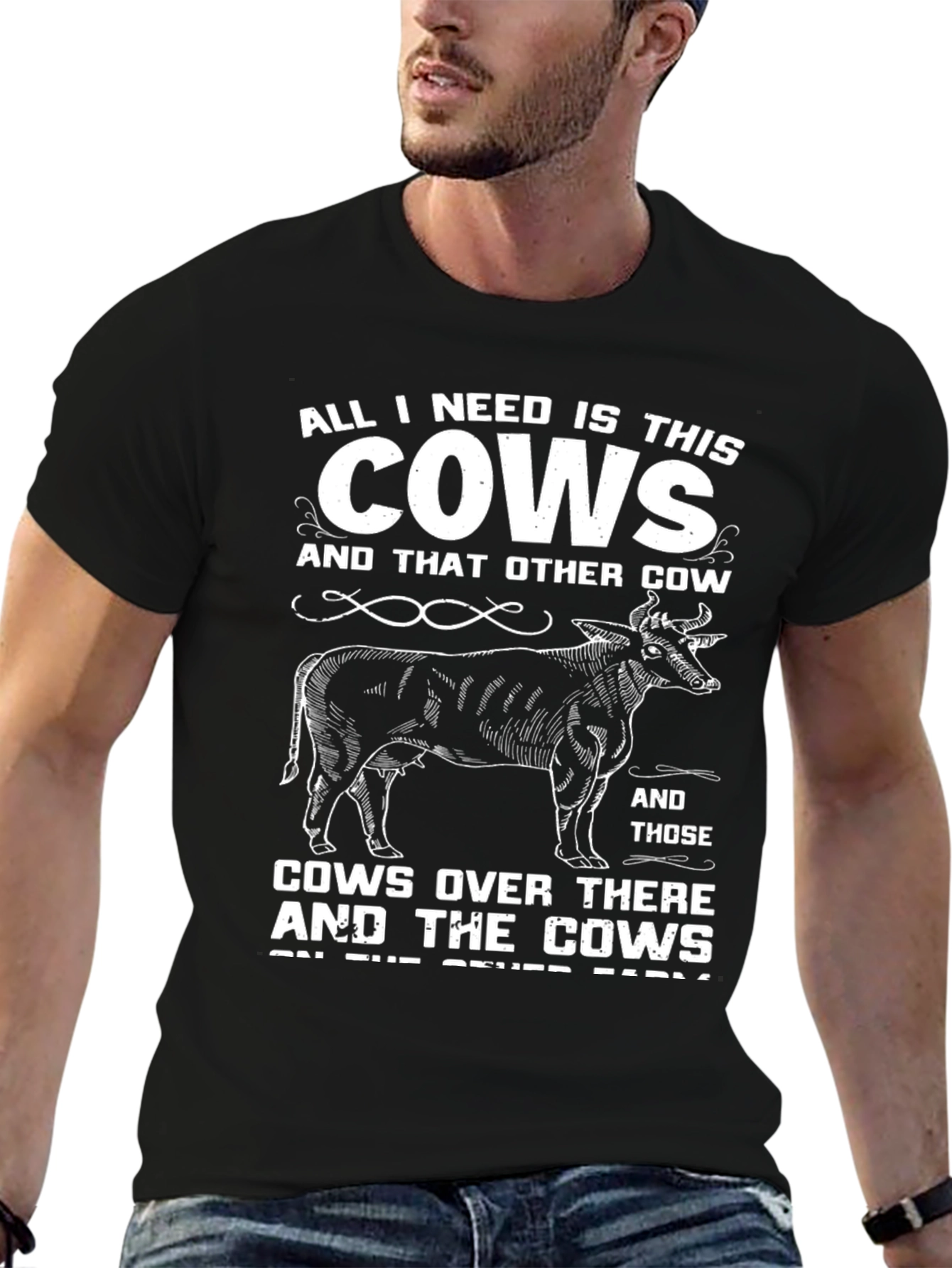 Black Funny Cow Lover T-Shirt, All I Need Is This Cows Tee view 6