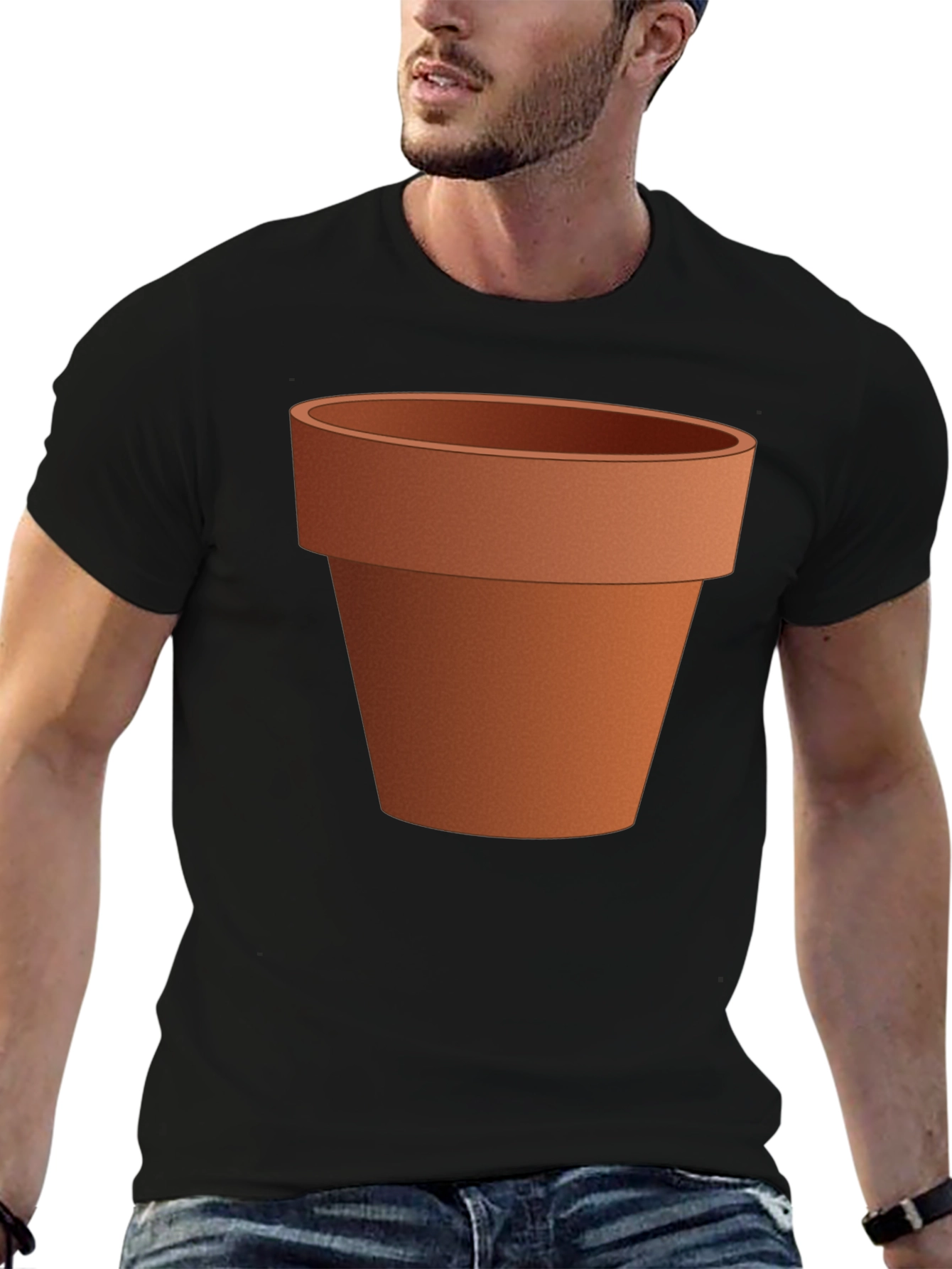 Black Novelty Flower Pot Graphic Tee - Unisex view 6