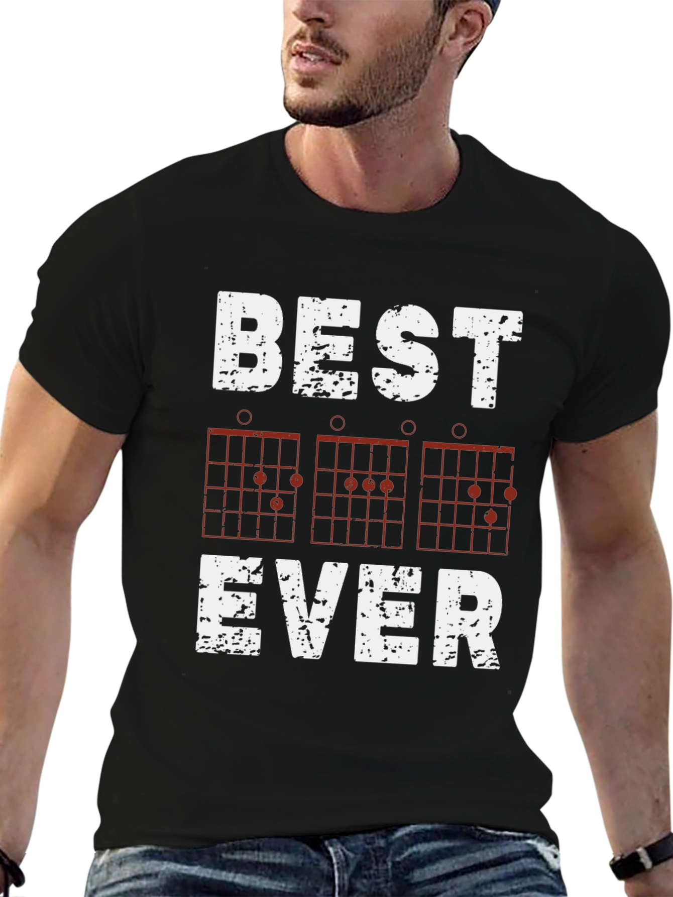 Black Best Guitar Chords Ever T-Shirt - Music Lover Tee view 6
