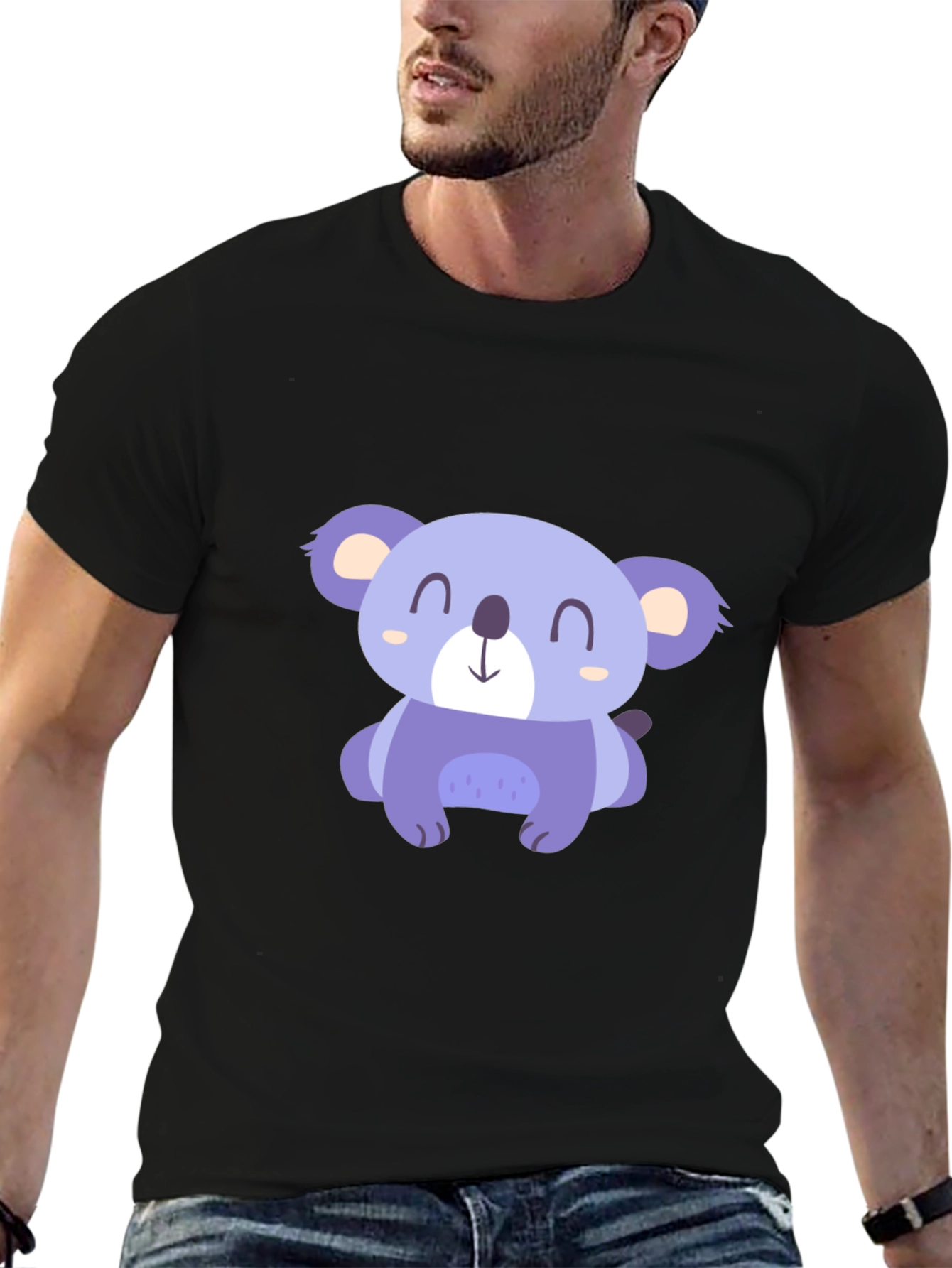 Black Cute Koala Graphic Tee - Casual Black T-Shirt view 6