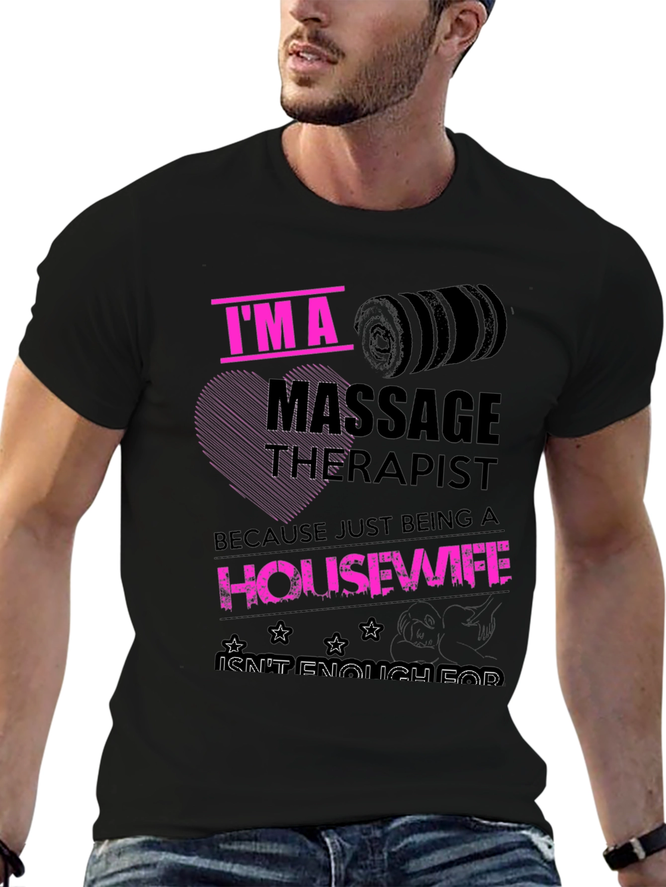 Black Massage Therapist Housewife Funny T-Shirt view 6