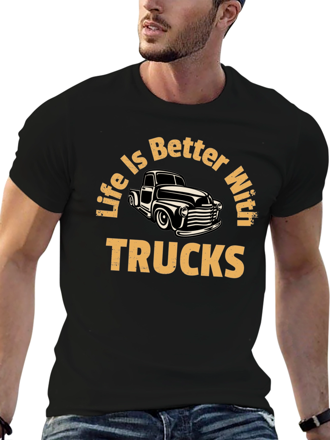 Black Life is Better With Trucks Graphic T-Shirt view 6