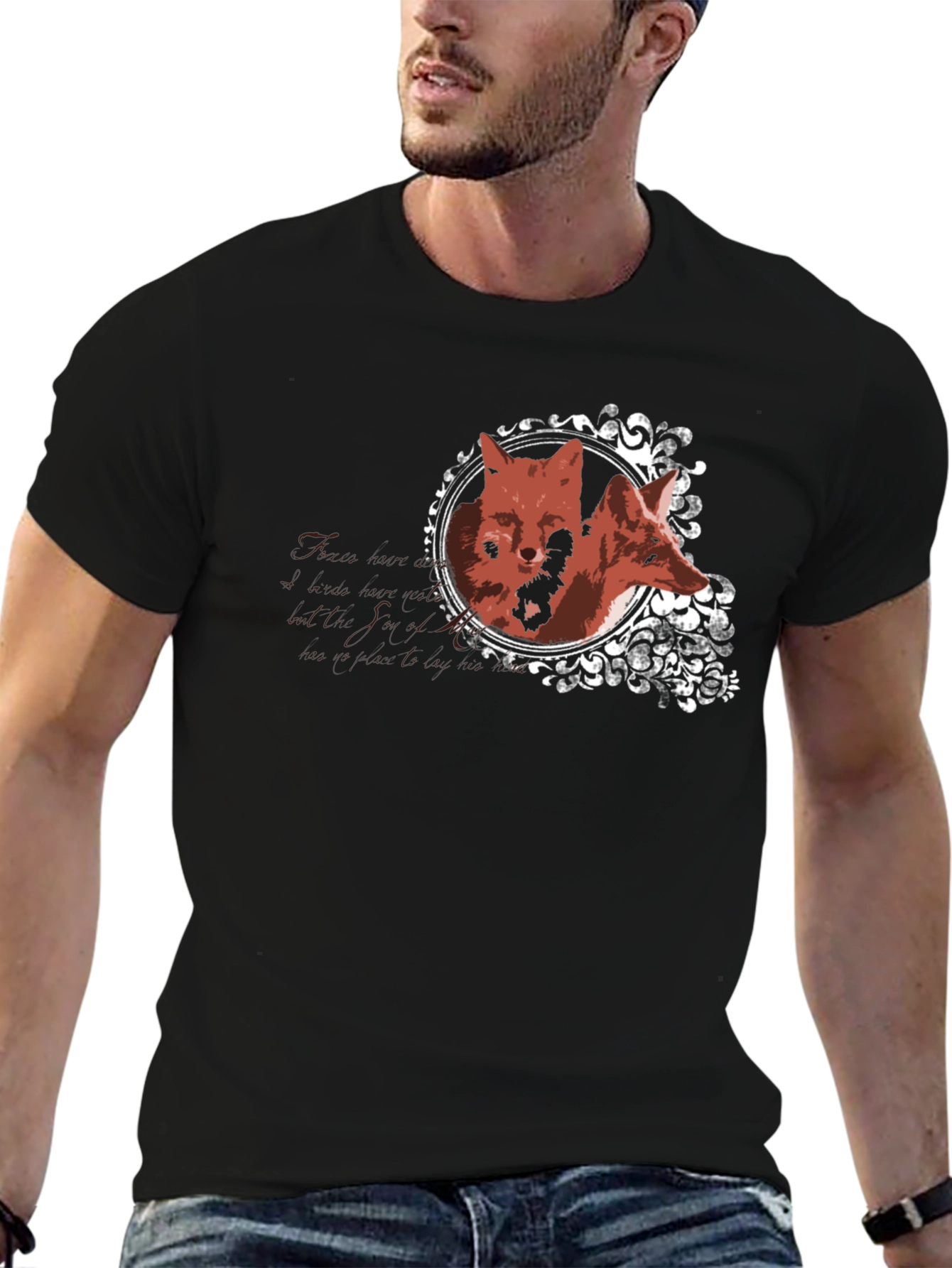 Black Fox Portrait Graphic Tee - Stylish Unisex T-Shirt view 6