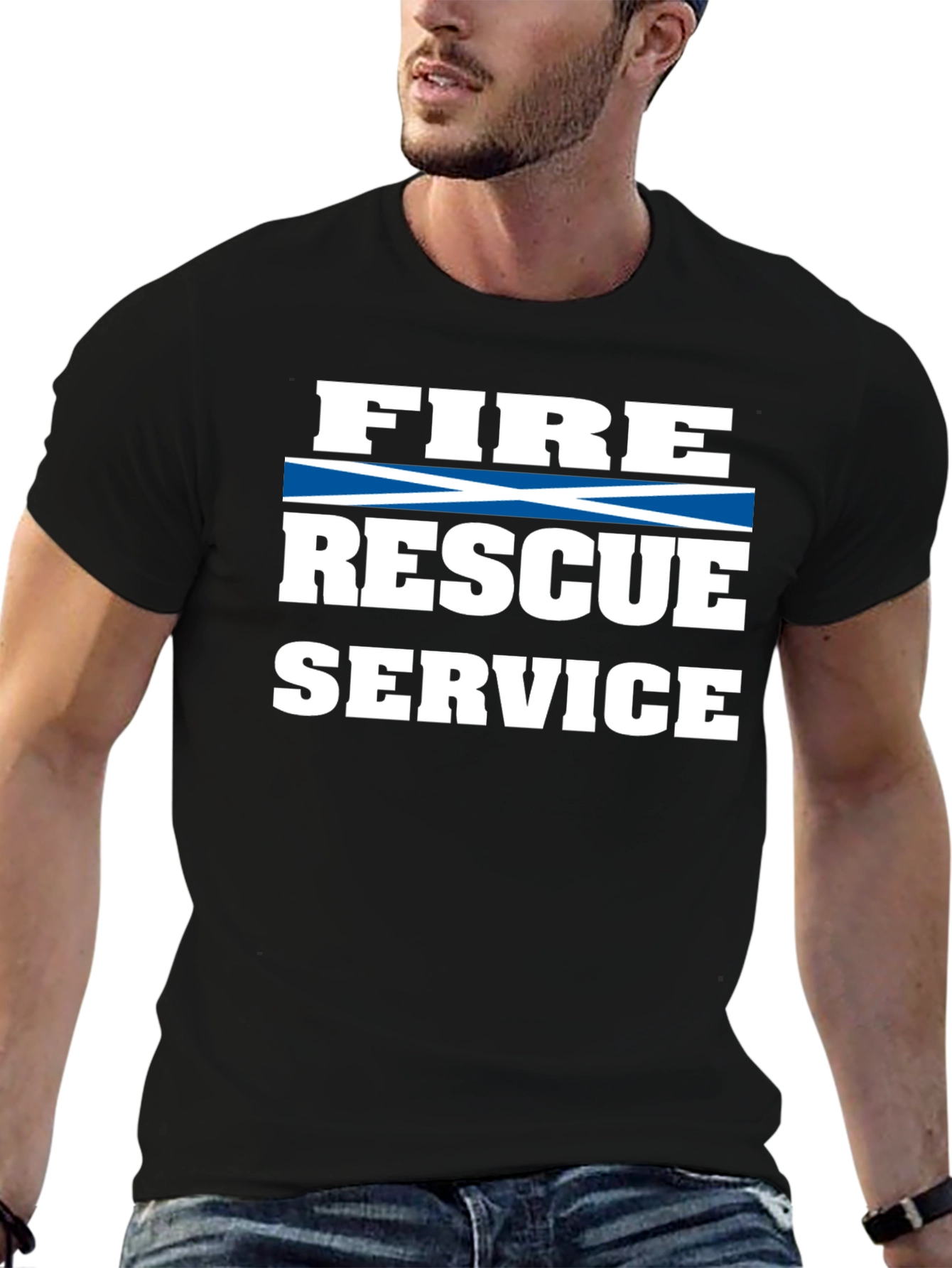 Black Fire Rescue Service Black T-Shirt view 6