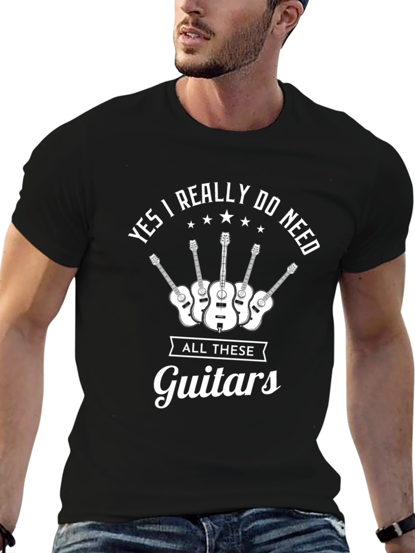 Black Yes I Really Do Need All These Guitars T-Shirt view 6