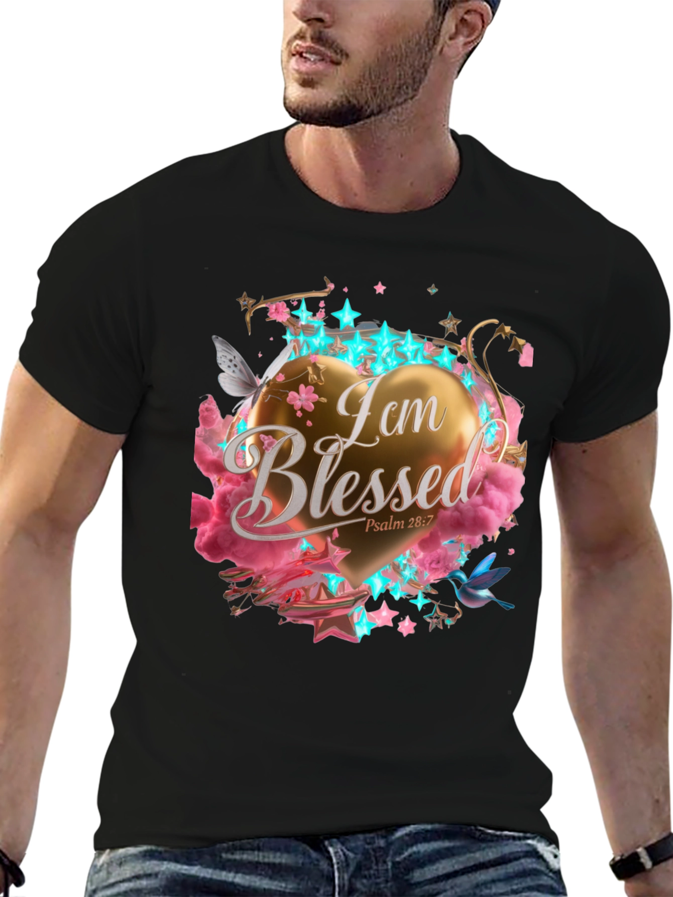 Black I am Blessed T-Shirt view 6