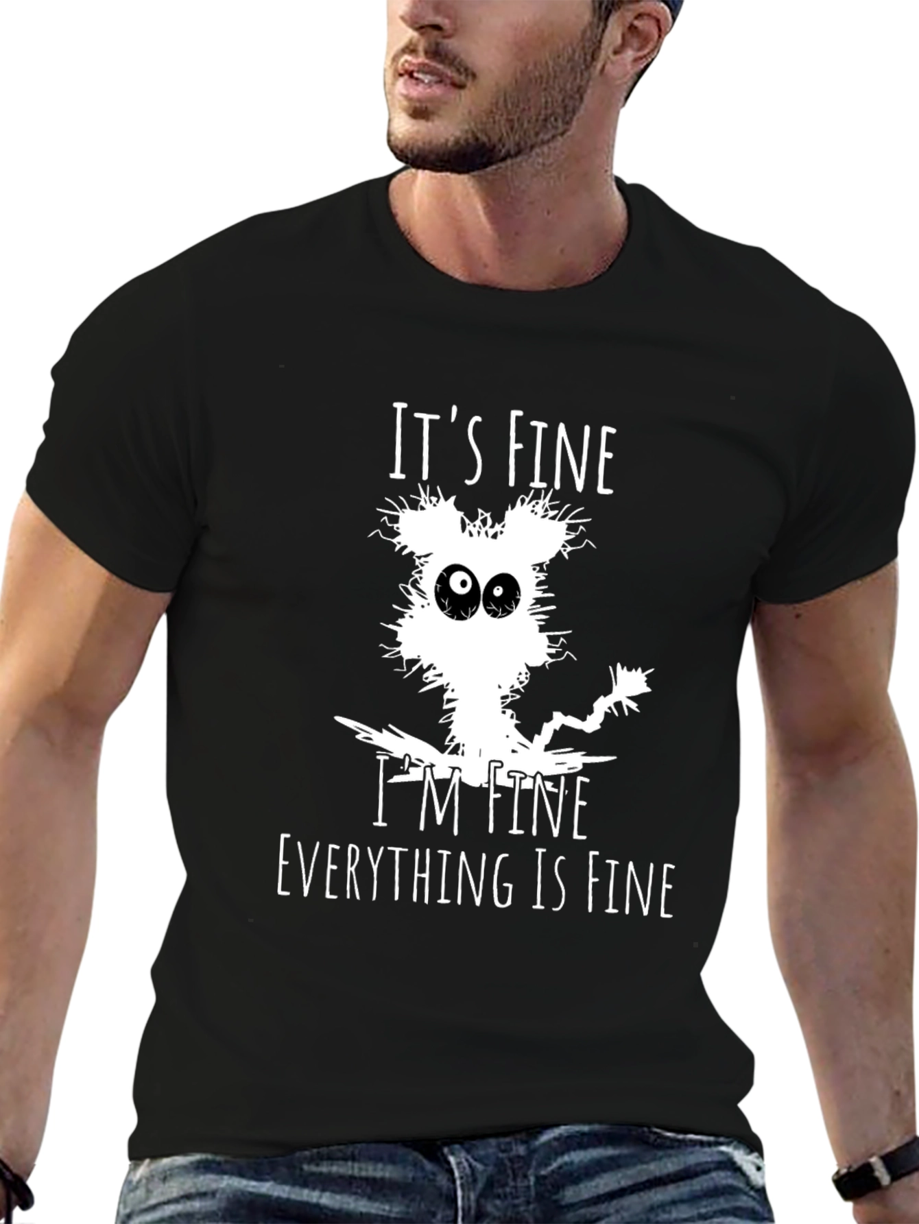 Black It's Fine I'm Fine Everything Is Fine T-Shirt view 6
