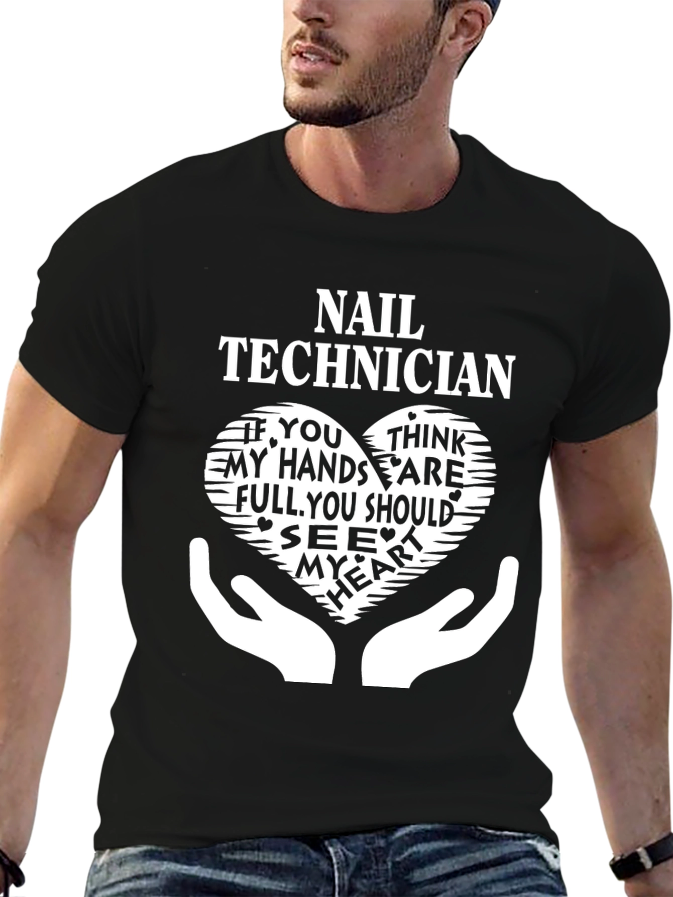 Black Nail Technician T-Shirt - Full Hands, Full Heart view 6