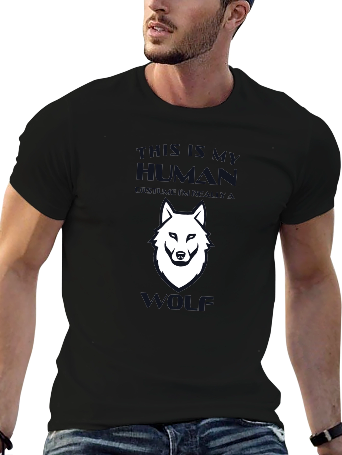 Black This is My Human Wolf Graphic Tee - Black view 6