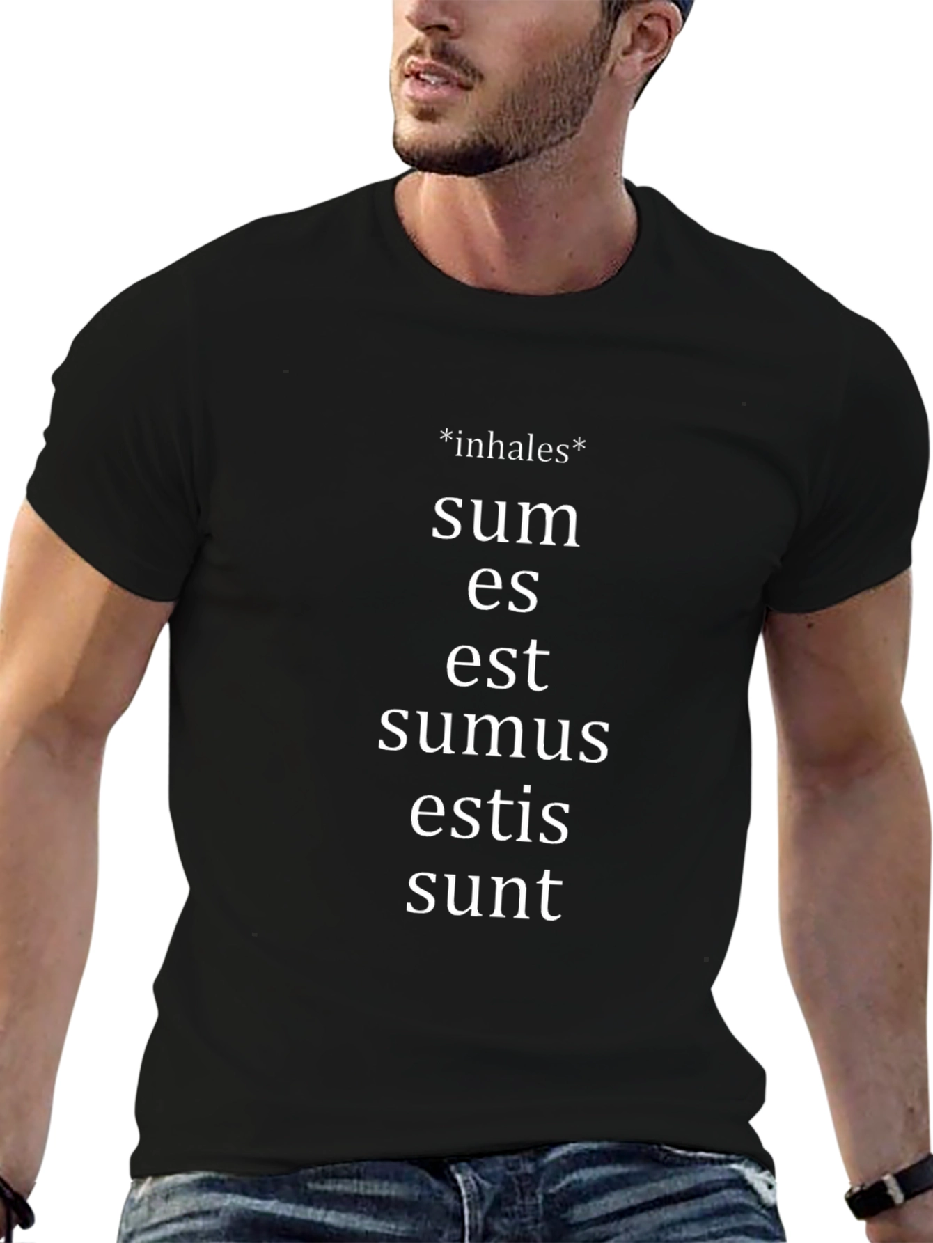 Black Latin Verb T-Shirt - Sum Es Est view 6