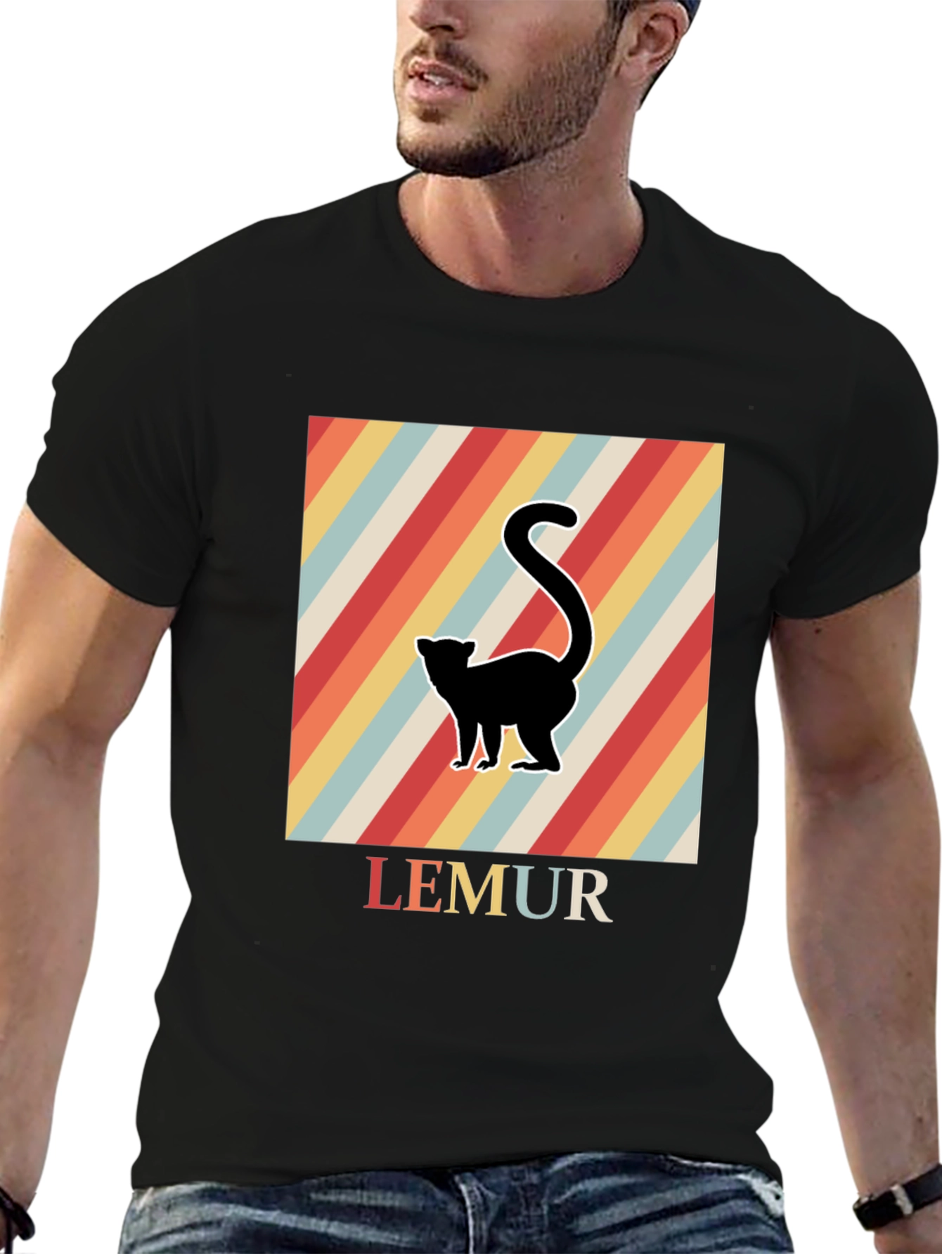 Black Retro Lemur Graphic Tee view 6
