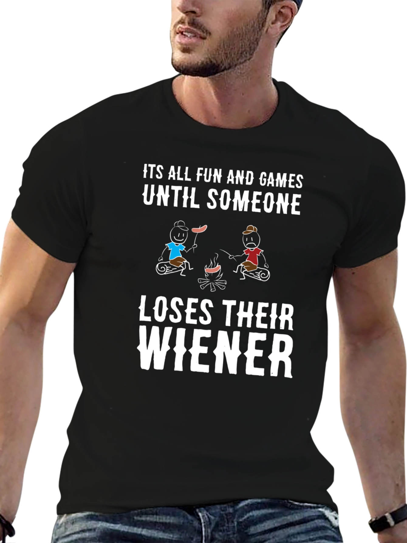 Black Funny Camping Wiener T-Shirt view 6