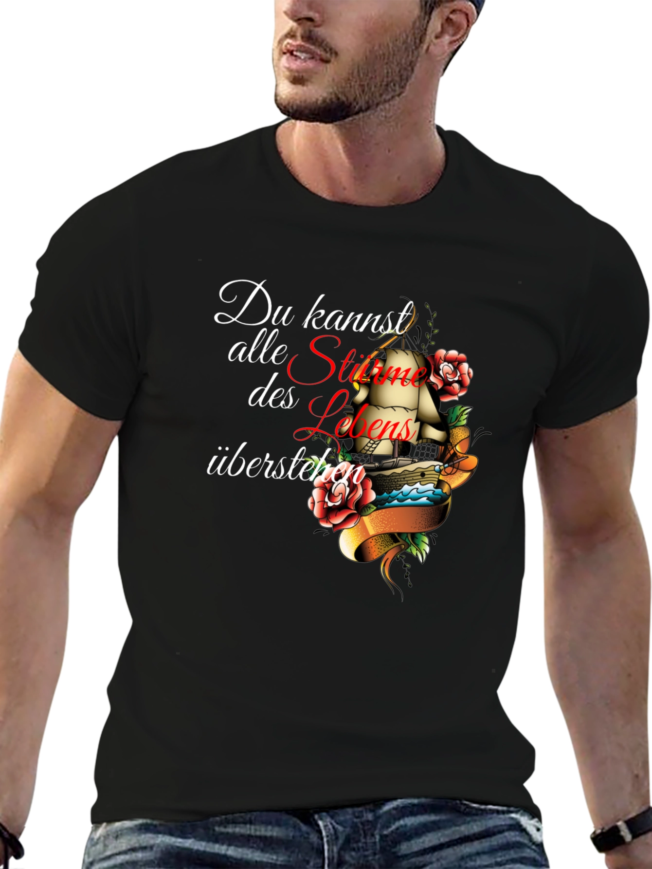 Black Du Kannst Alle Stürme Graphic T-Shirt view 6