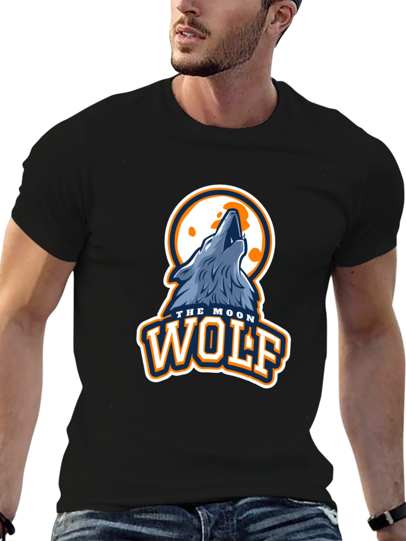 Black Moon Wolf Graphic T-Shirt view 6