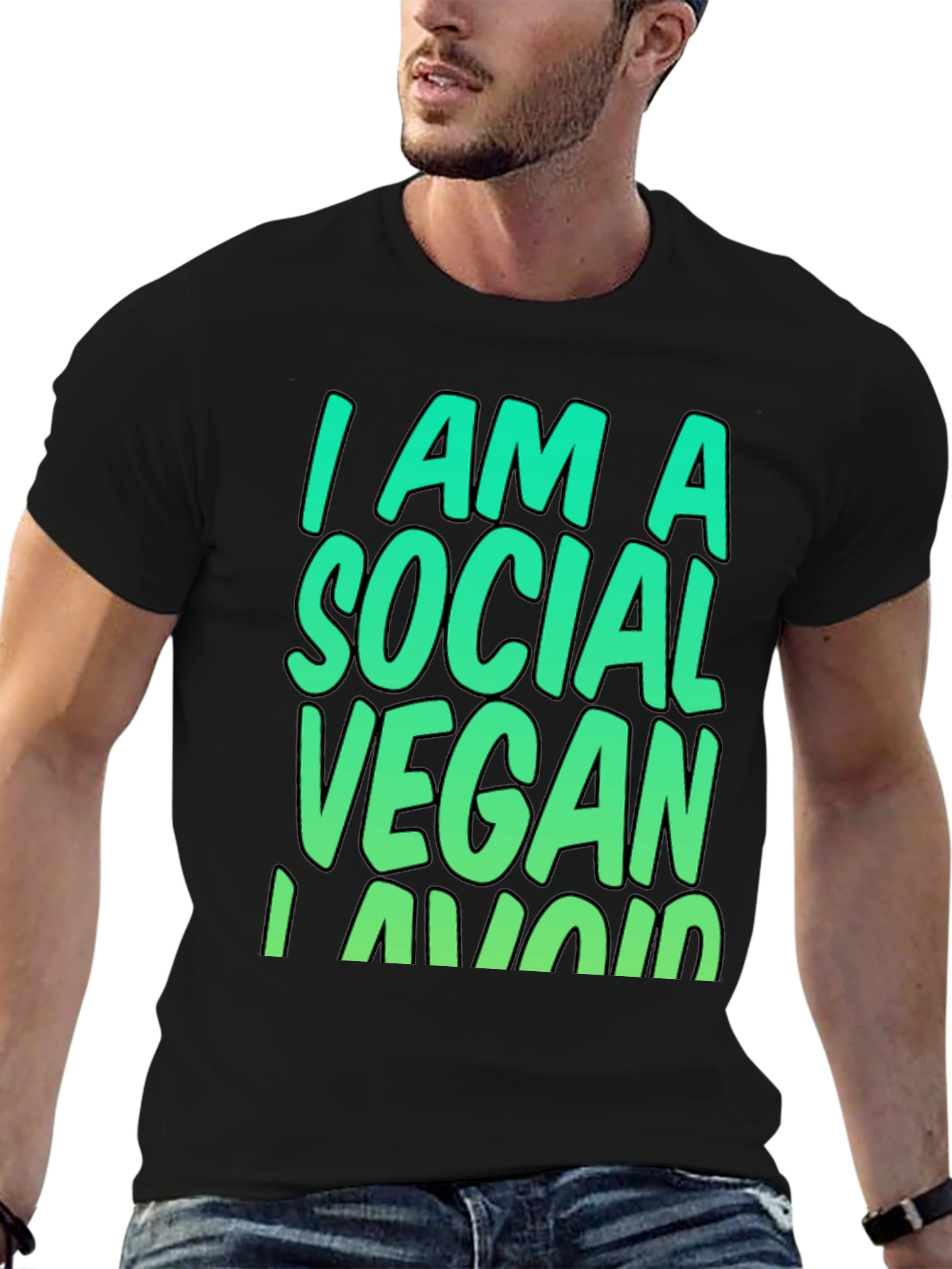 Social Vegan T-Shirt - Humorous Vegetarian Tee - 6