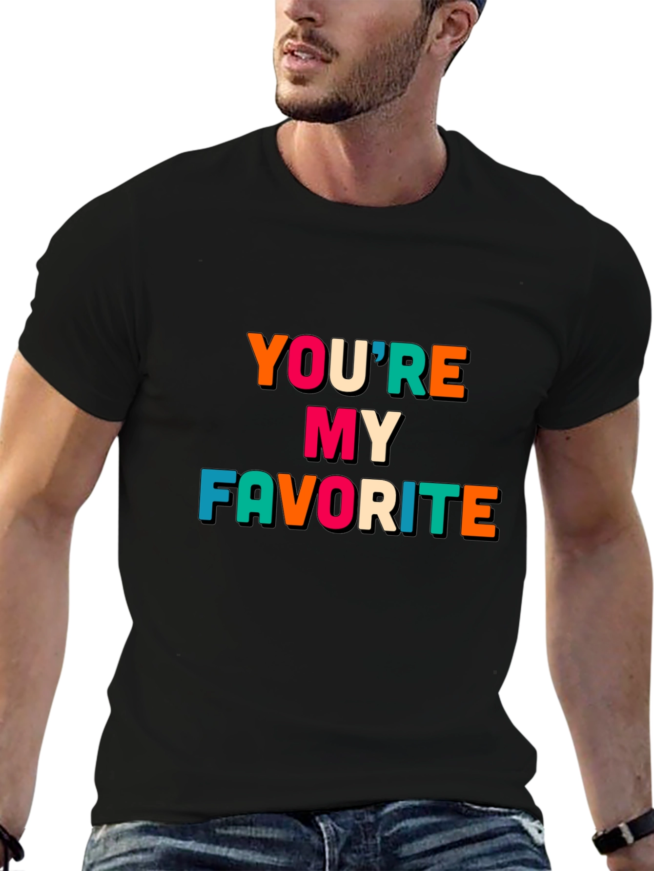 Black You're My Favorite Graphic Tee - Soft Cotton Blend view 6