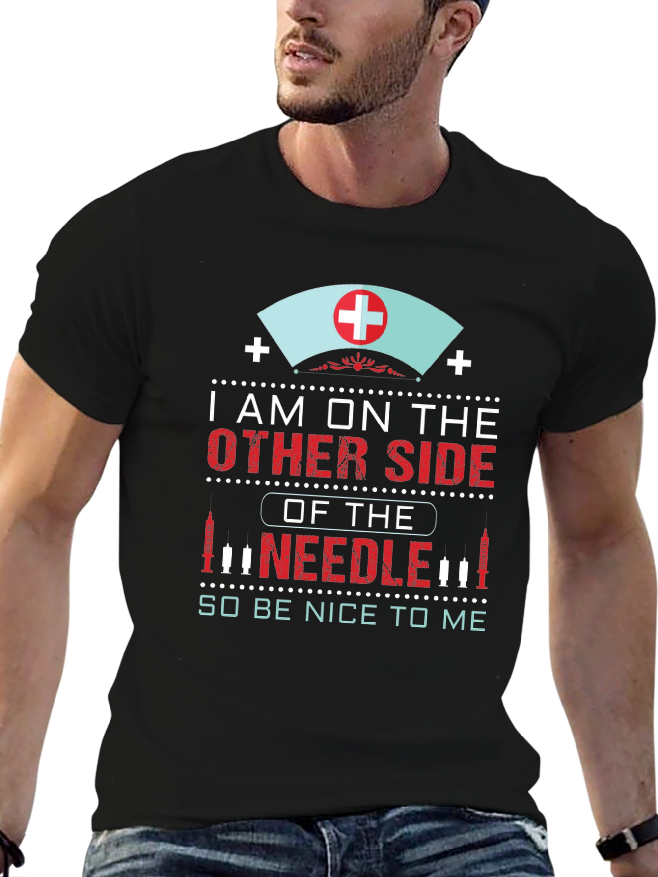 Black Nurse Needle T-Shirt: I'm on the Other Side view 6