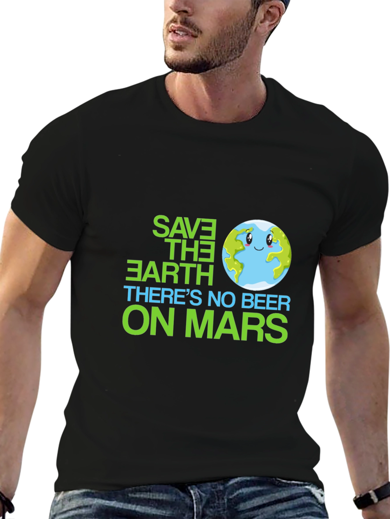 Black Save the Earth T-Shirt - No Beer on Mars view 6