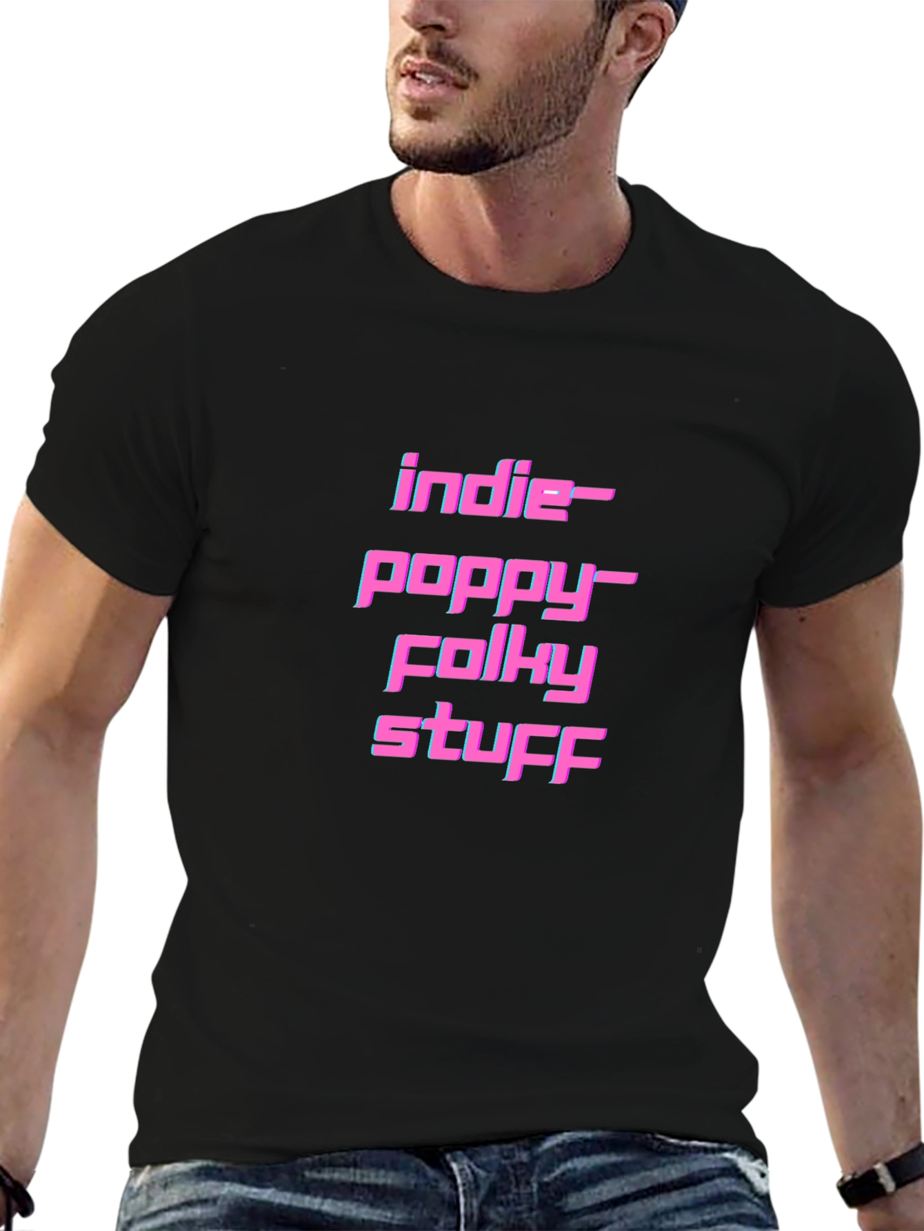 Black Indie-Poppy-Folky Stuff Graphic Tee view 6