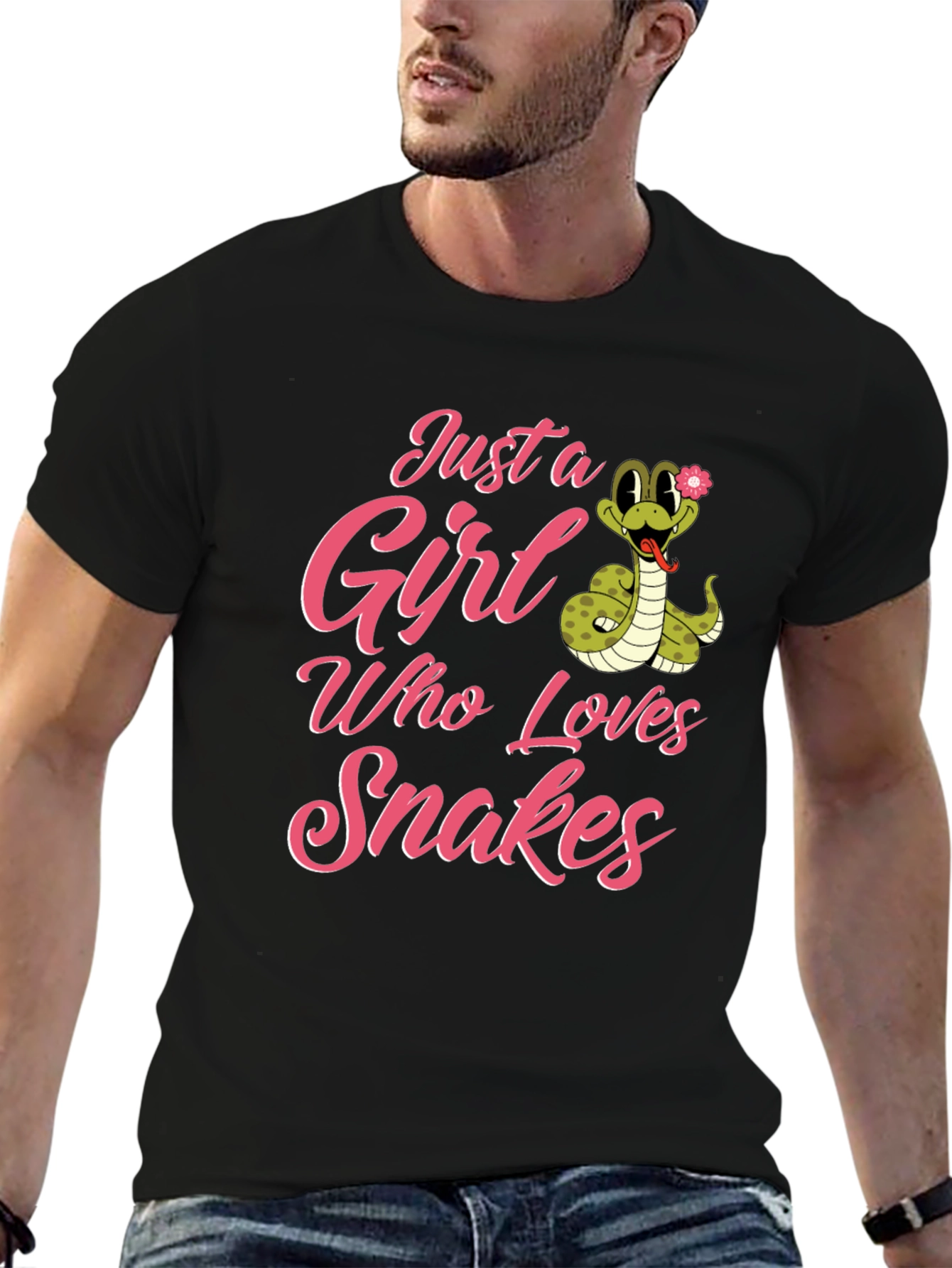 Black Just a Girl Who Loves Snakes T-Shirt view 6