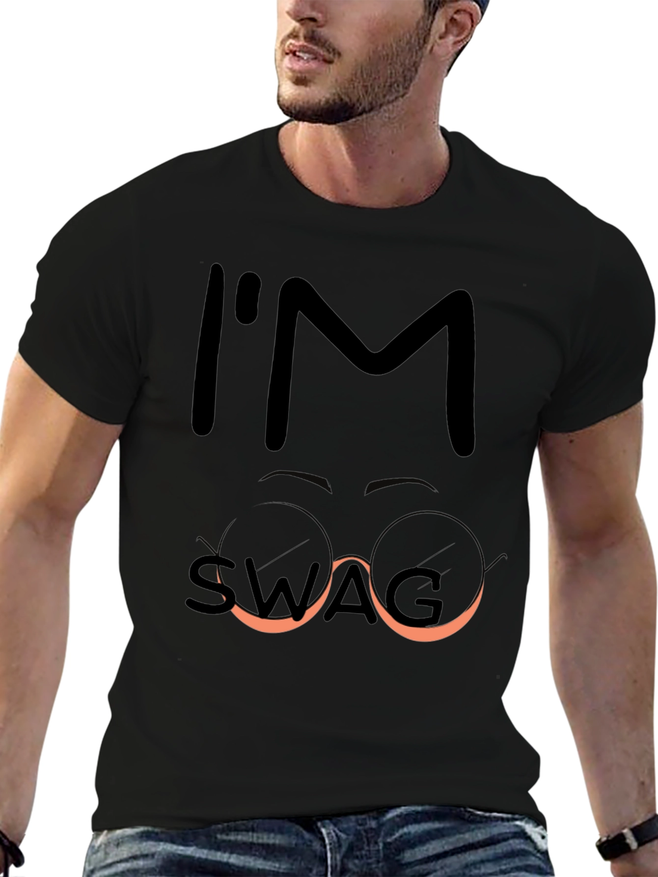 Black I'm Swag Funny Graphic Tee - Black view 6