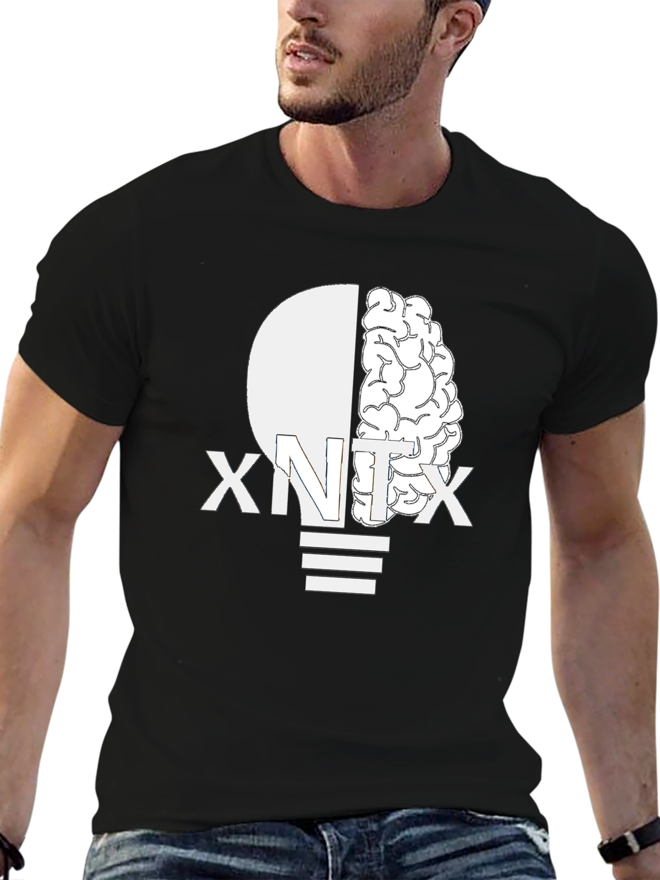 Black XNTX Brain Power Graphic Tee - Black view 6
