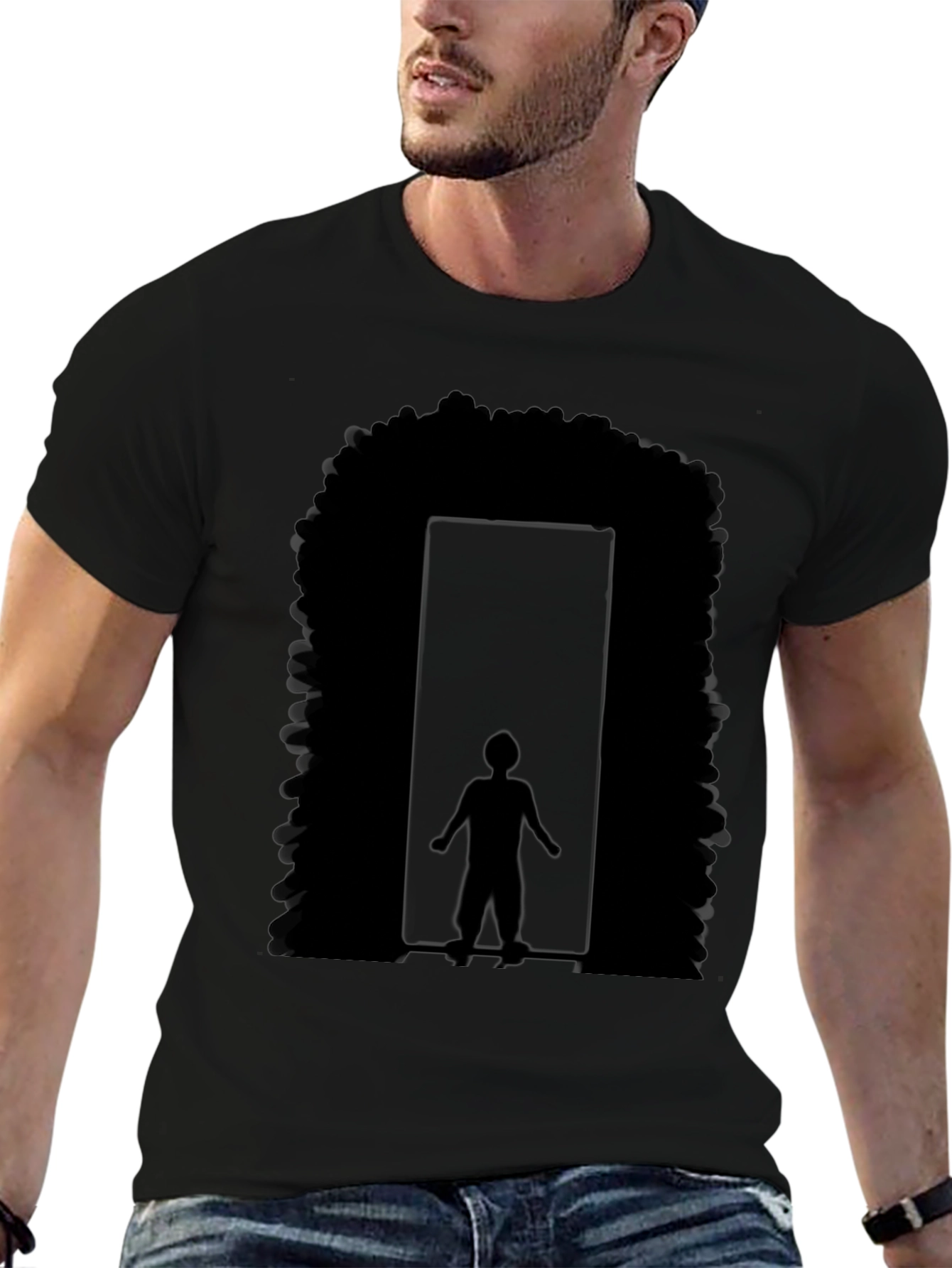 Black Afro Doorway Graphic T-Shirt - Black view 6