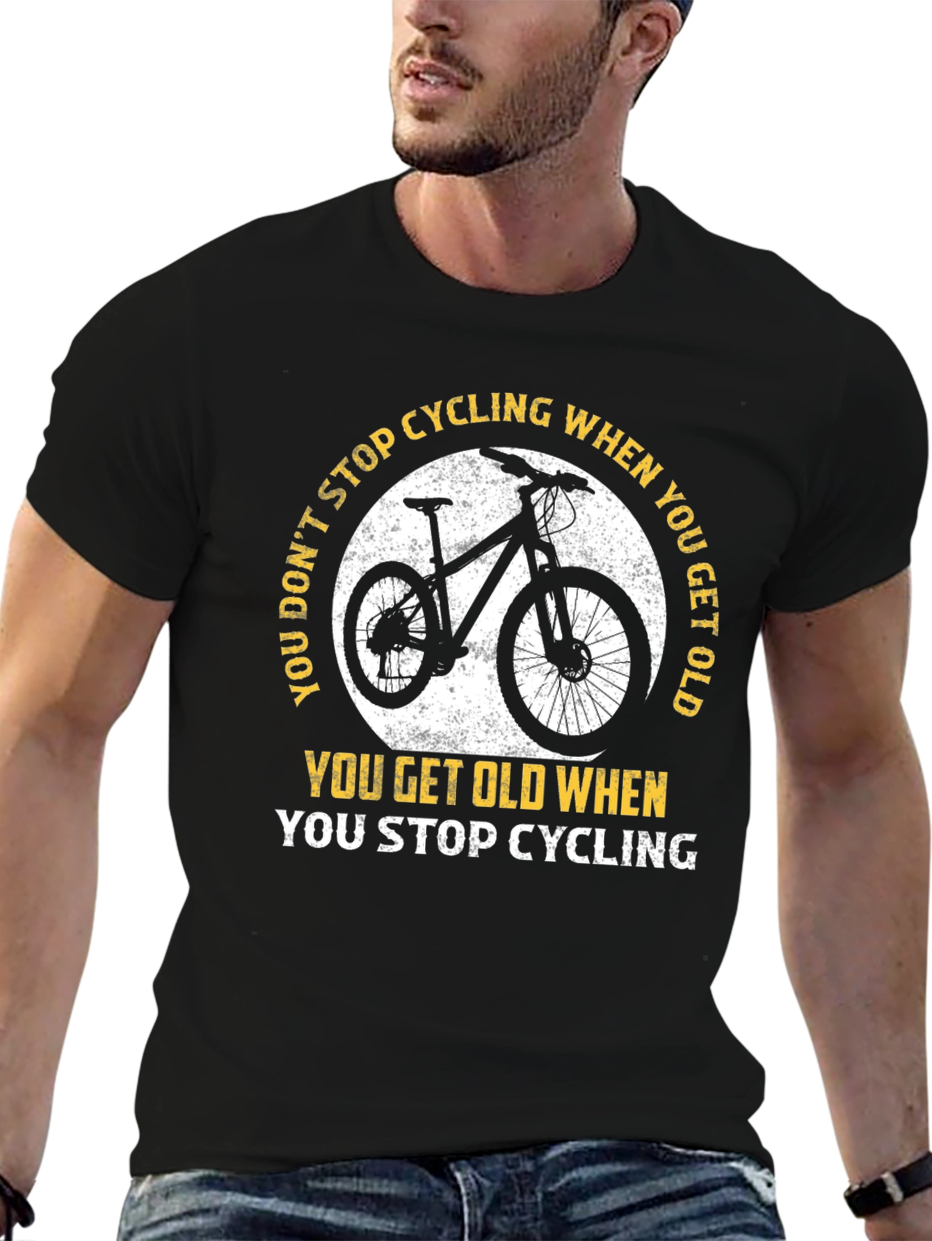 Black Cycling T-Shirt: Don't Stop Cycling! view 6