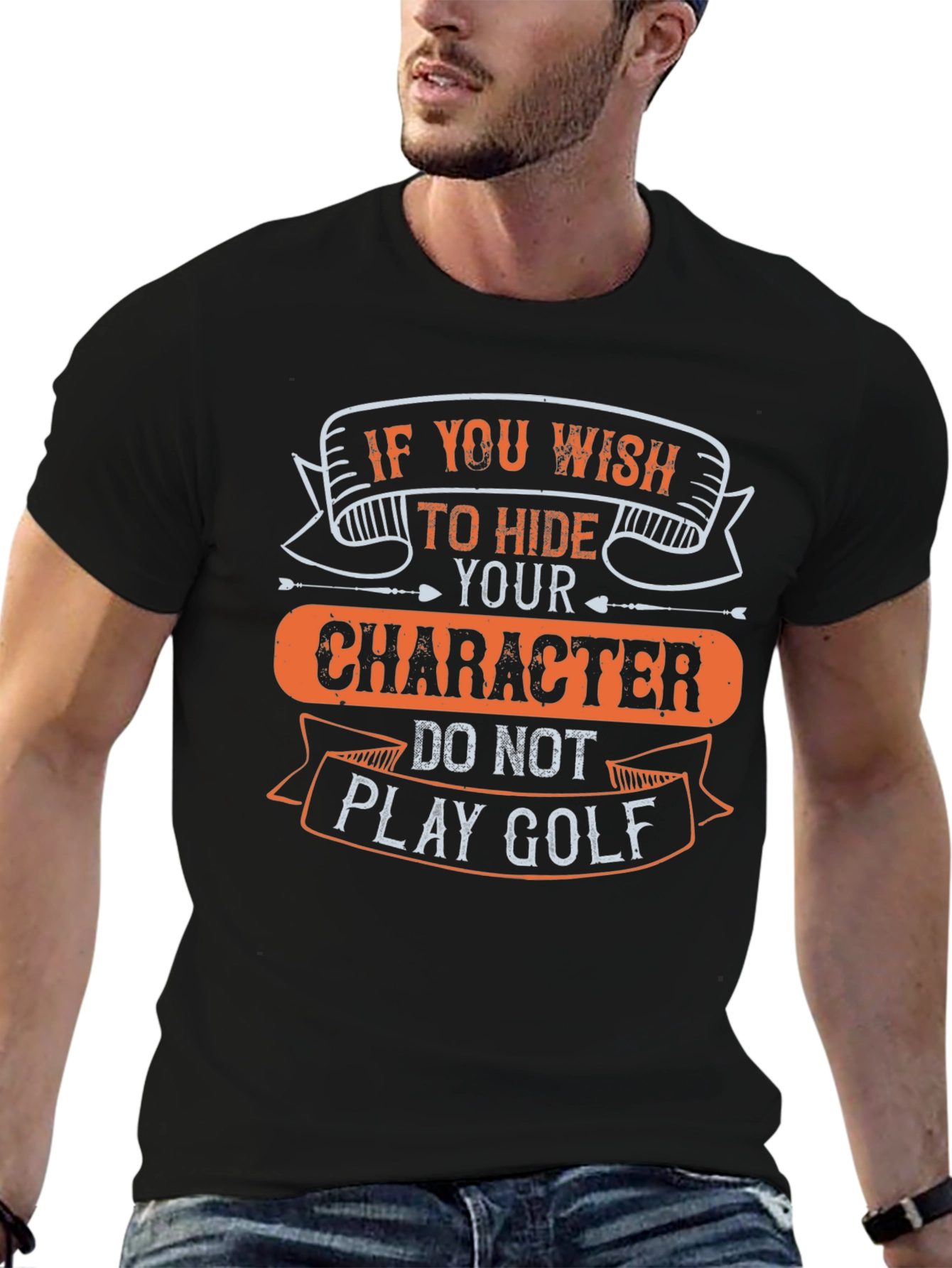 Black Funny Golf T-Shirt: Character Reveal Tee view 6