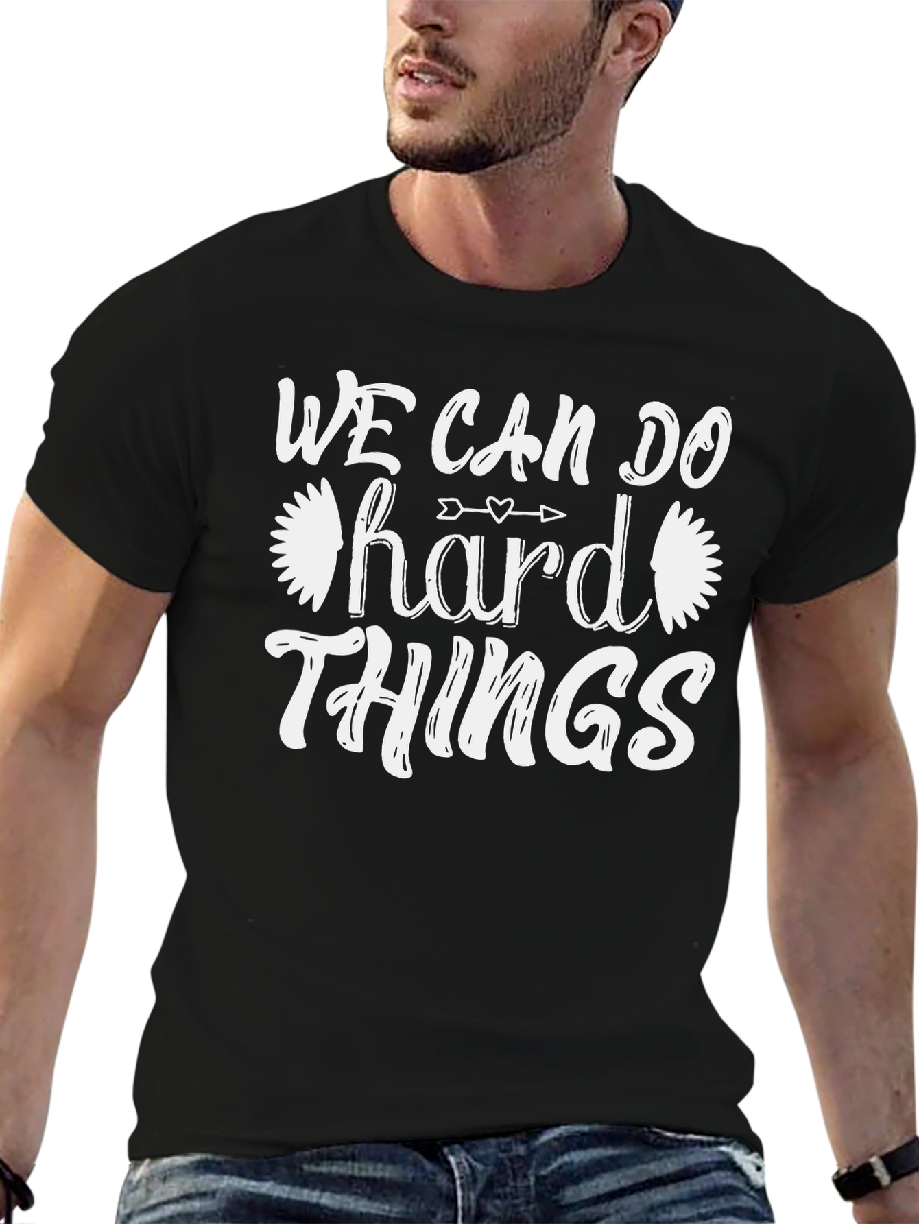 Black We Can Do Hard Things T-Shirt - Motivational Tee view 6