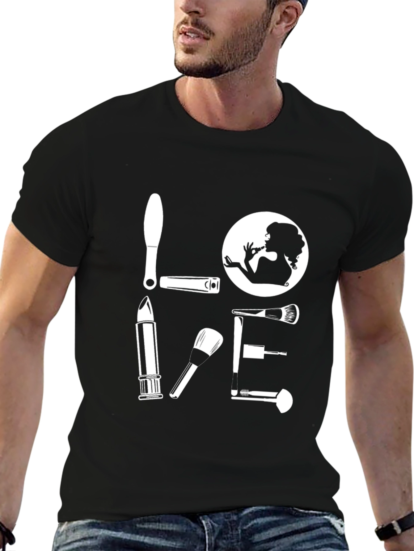 Black Makeup Lover Graphic T-Shirt - Black Cotton Tee view 6