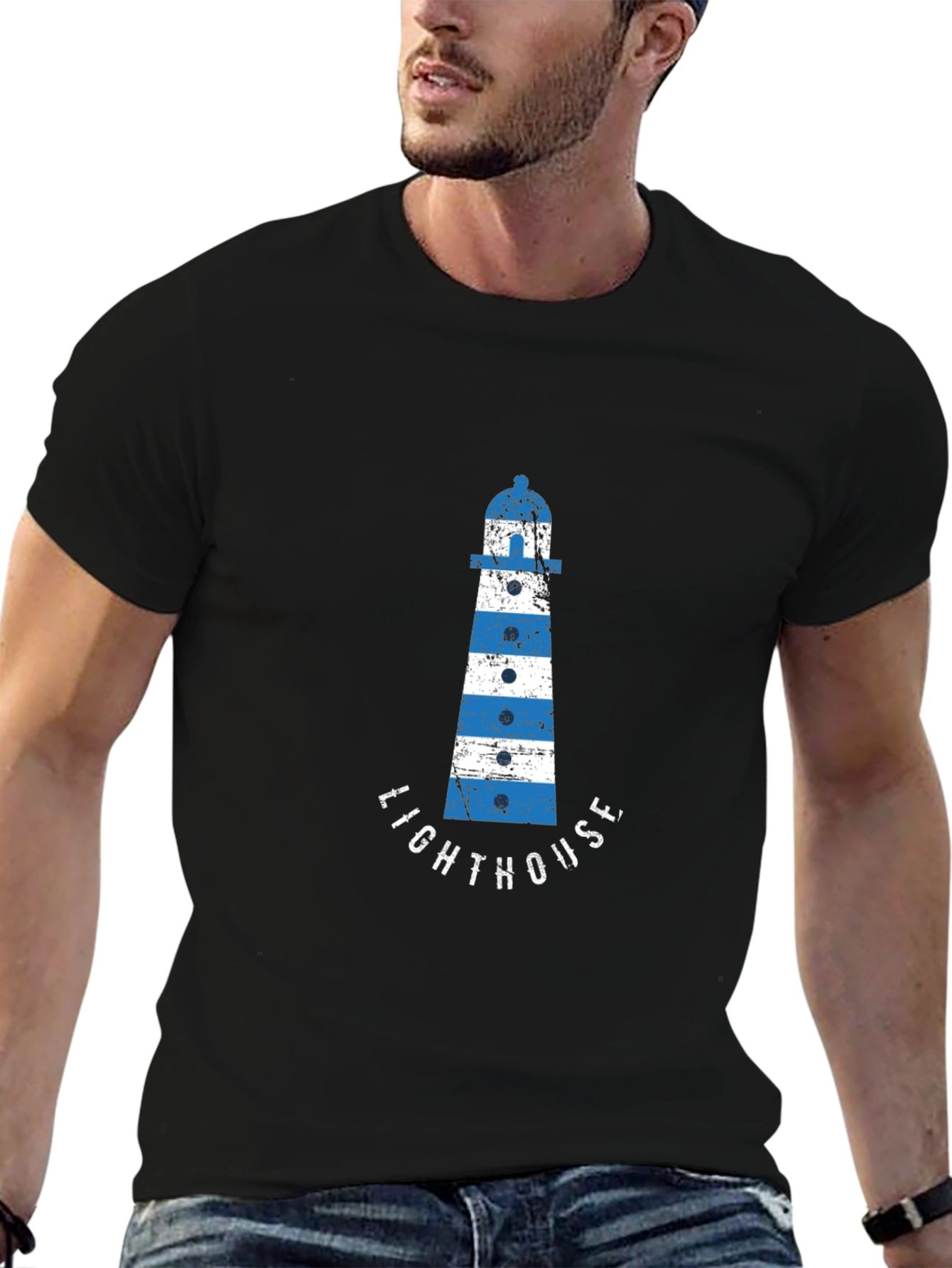 Black Lighthouse Graphic Tee - Coastal Style view 6
