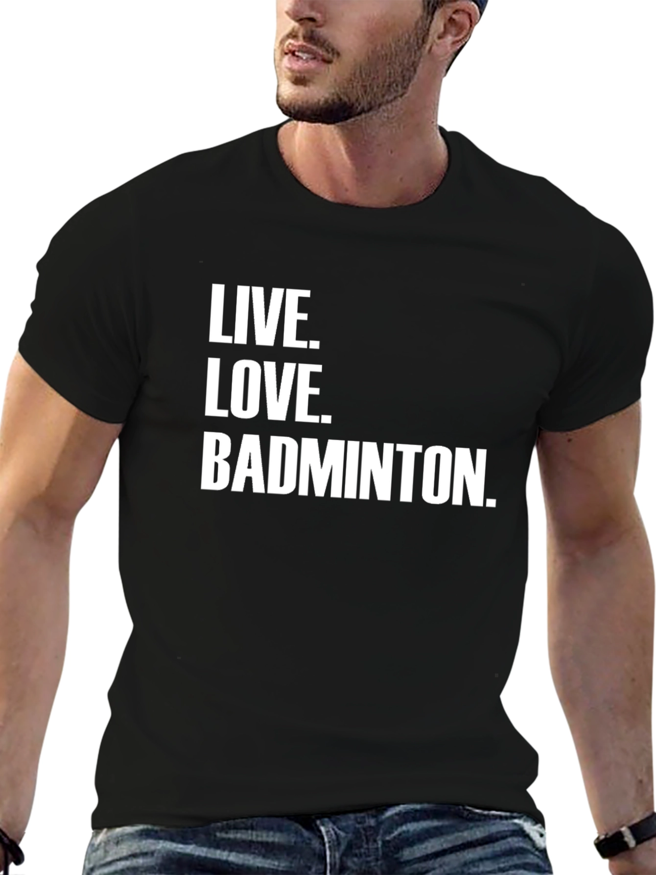 Black Live Love Badminton T-Shirt view 6