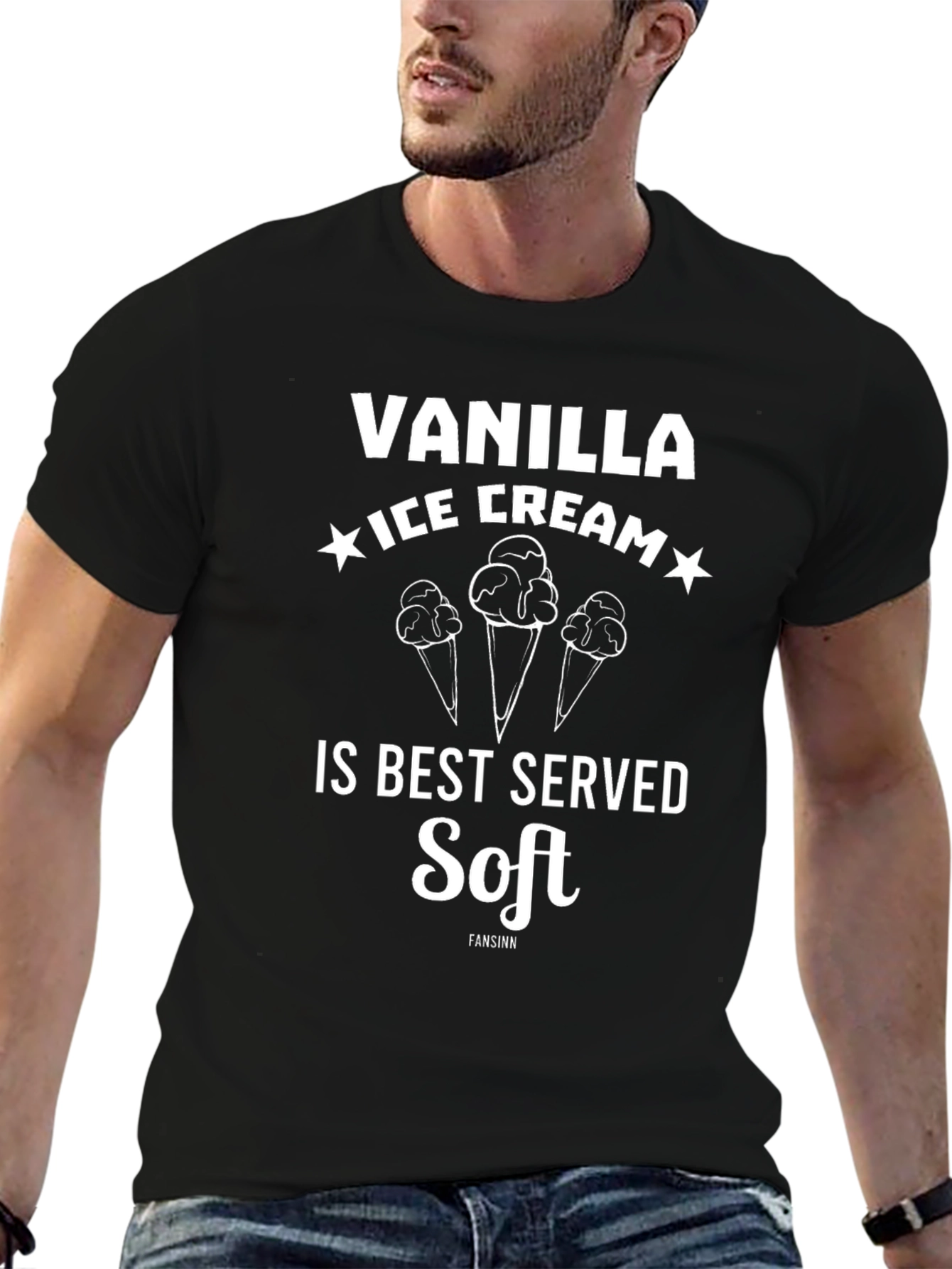 Black Vanilla Ice Cream Soft Serve T-Shirt view 6