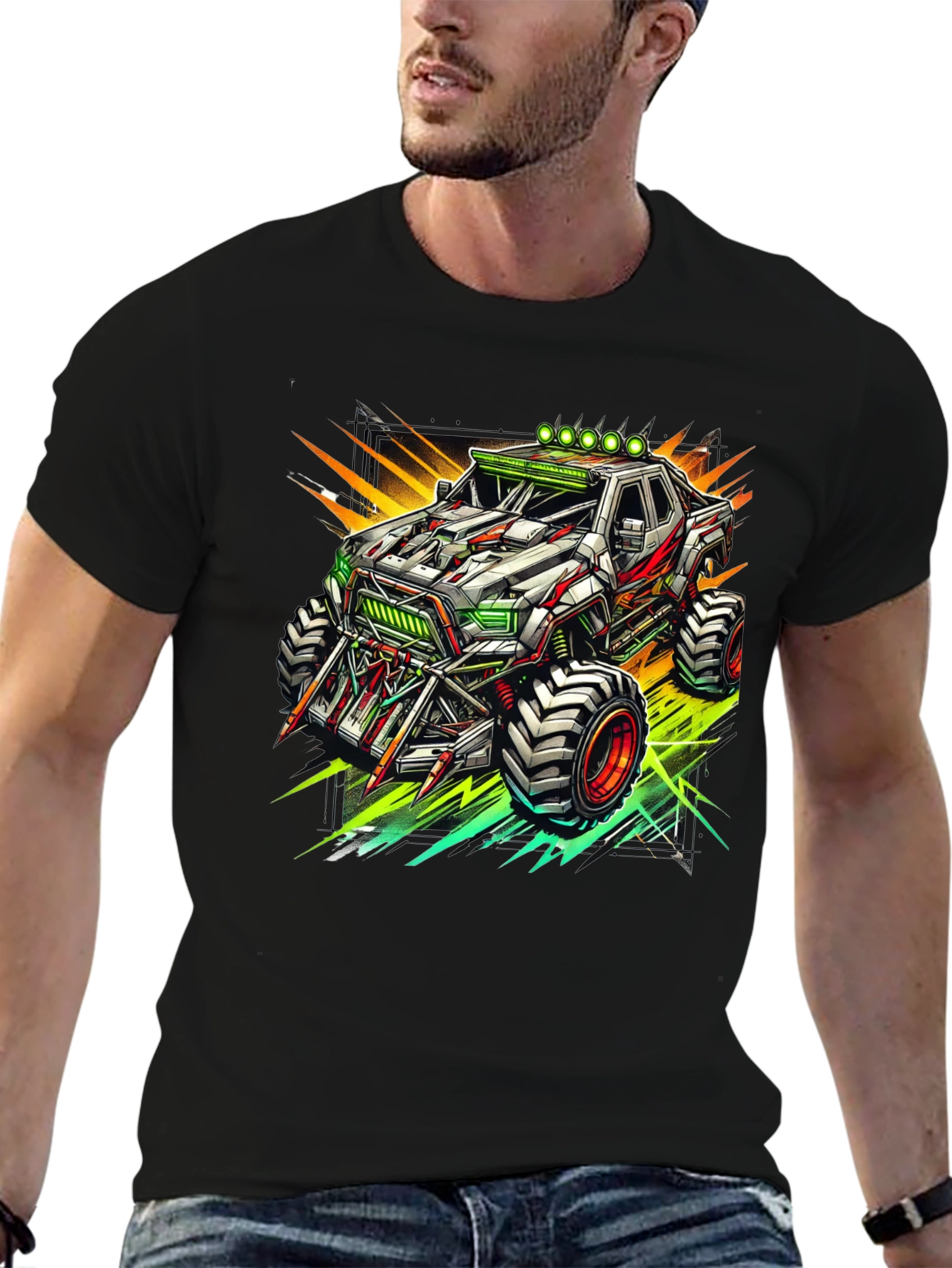 Black Monster Truck Graphic Tee - Cool Black T-Shirt view 6