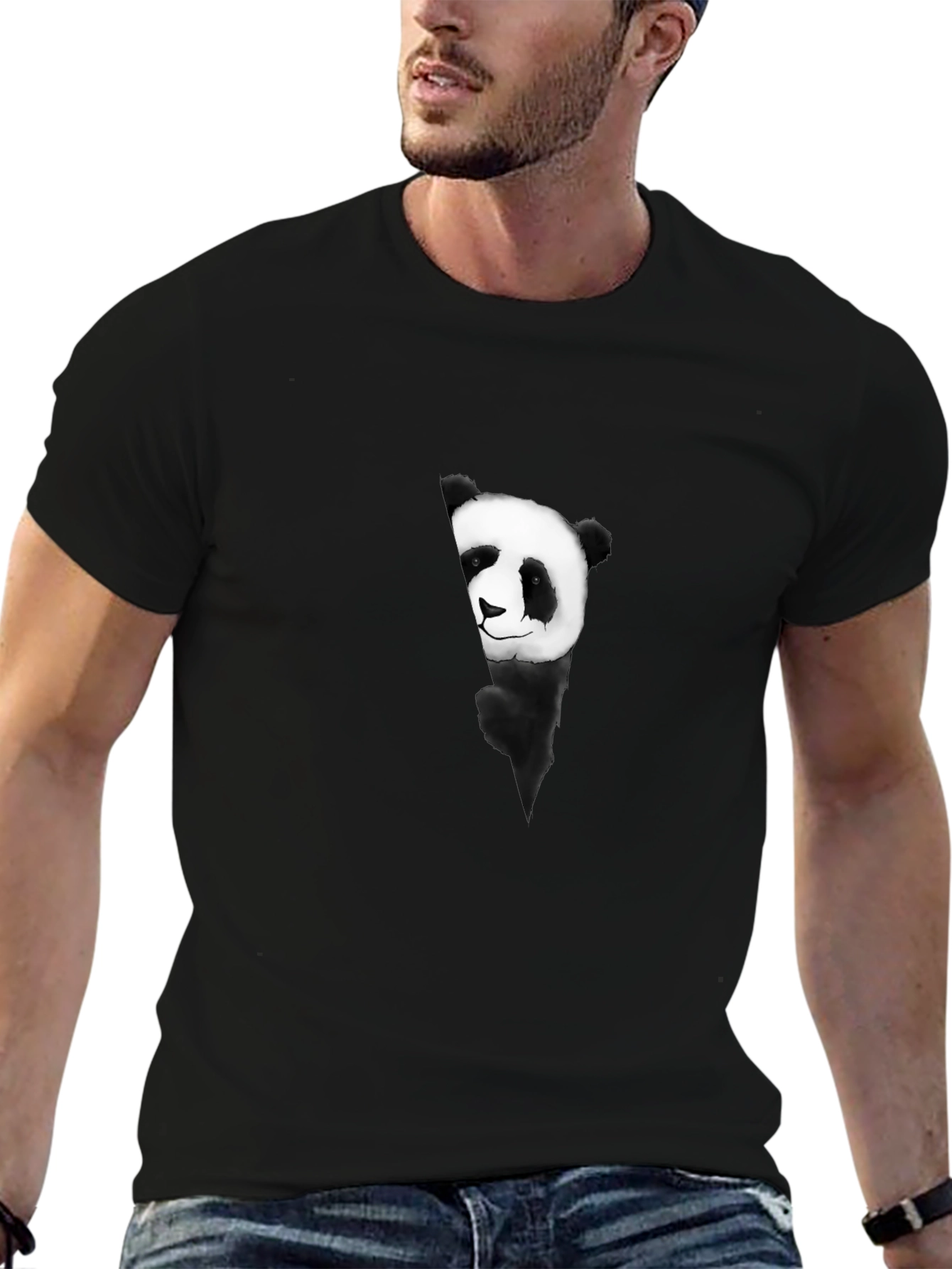 Black Panda Graphic Black T-Shirt view 6