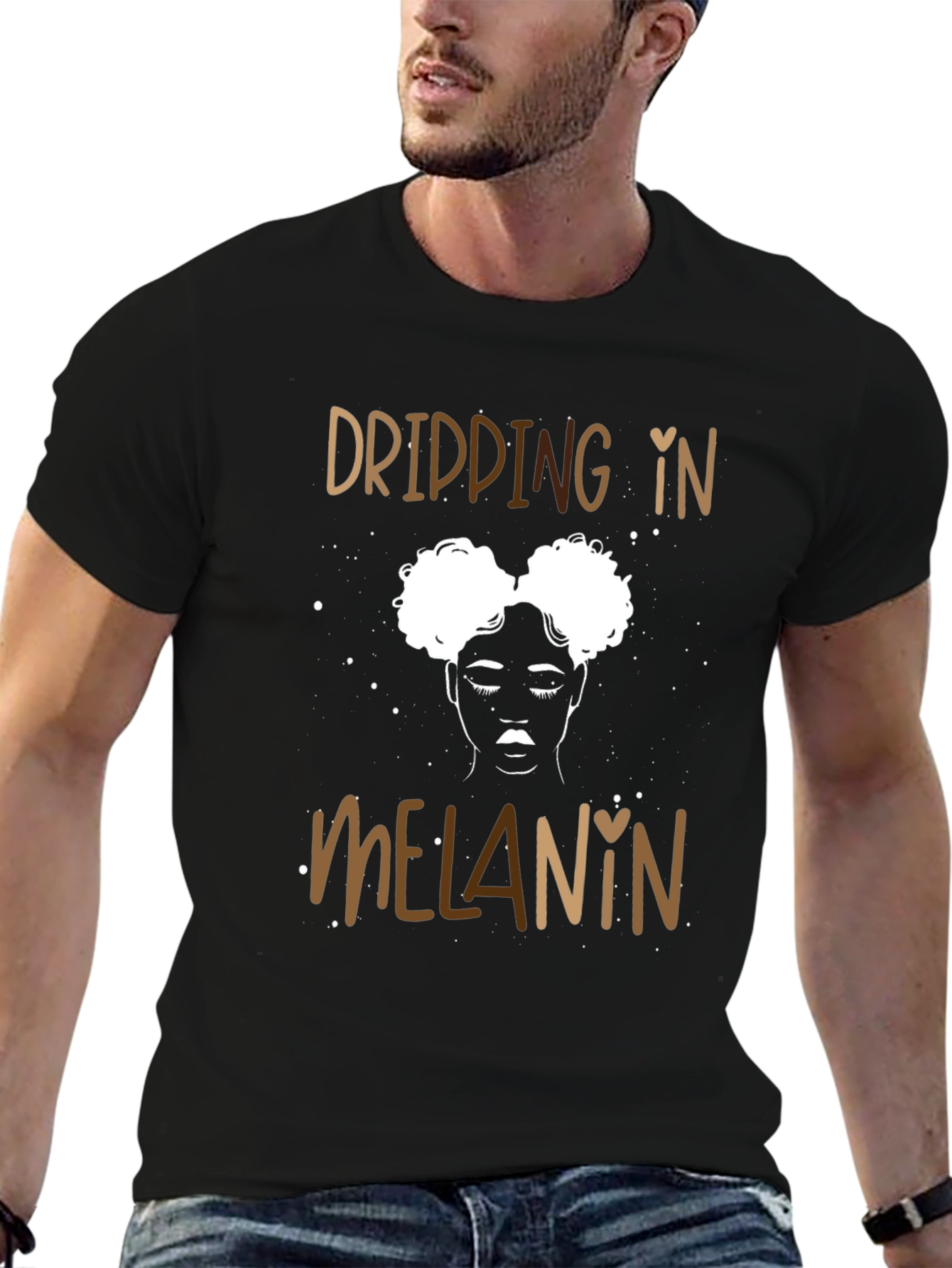 Black Dripping in Melanin Black Graphic Tee view 6