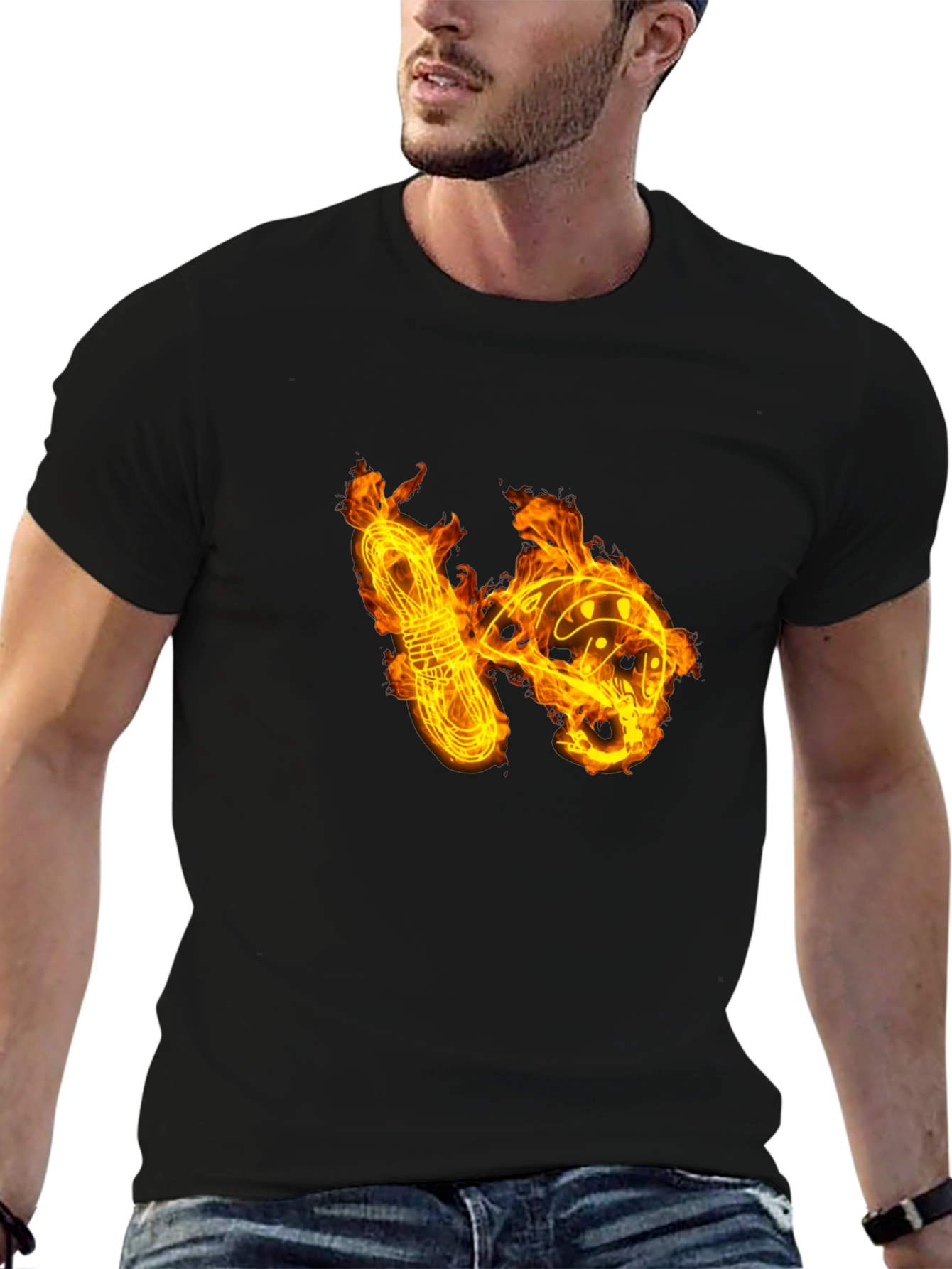 Black Fiery Climbing Gear Graphic Tee - Black Cotton Shirt view 6
