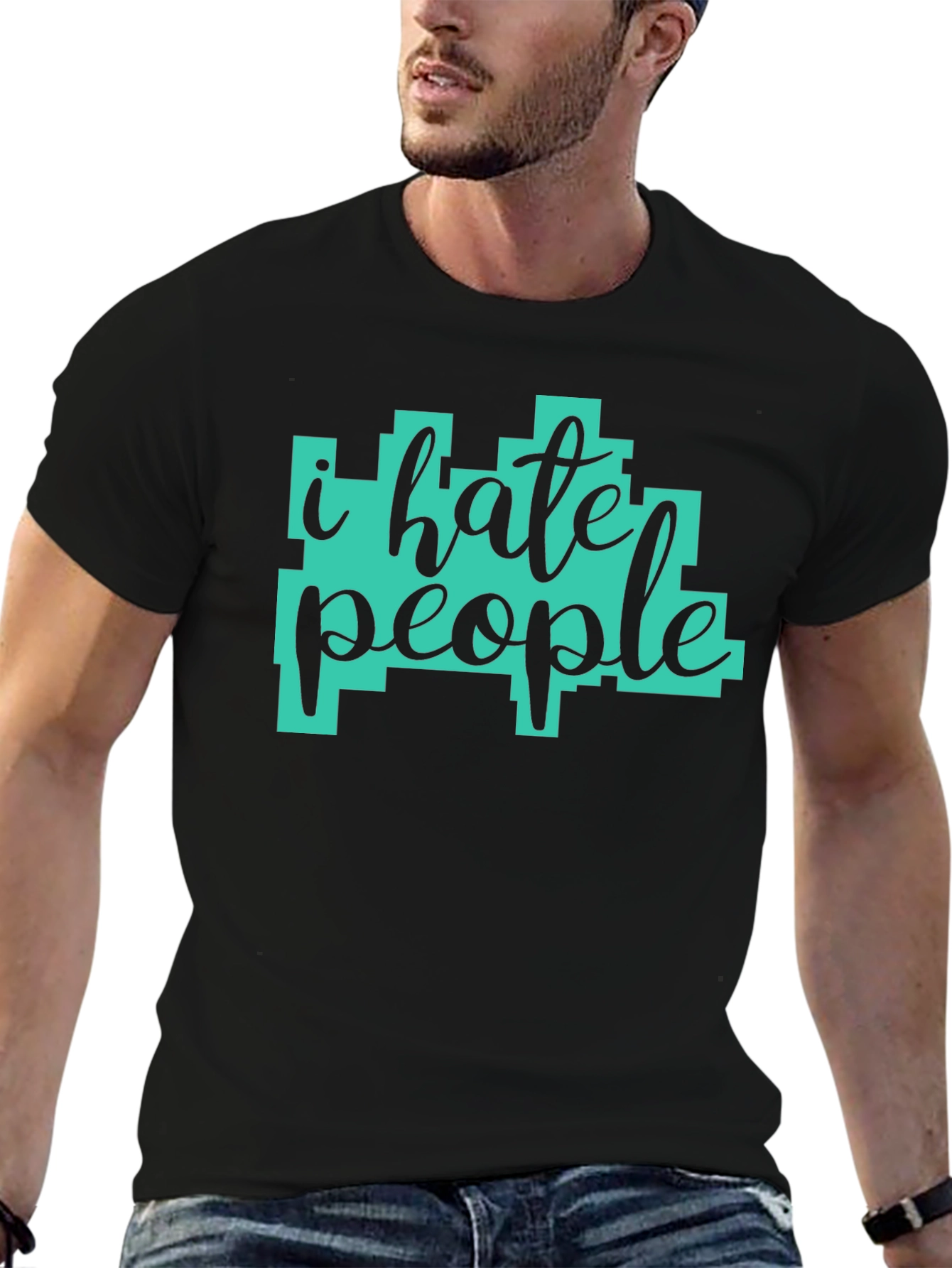 Black I Hate People Graphic Tee - Sarcastic Humor T-Shirt view 6