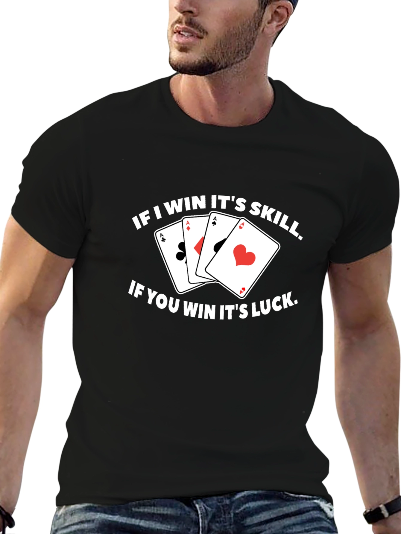 Black Funny Poker T-Shirt - If I Win It's Skill! view 6