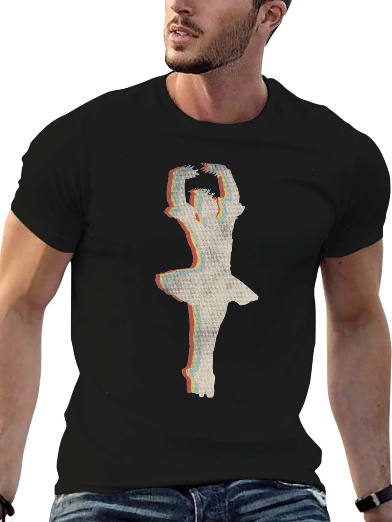 Black Ballerina Graphic Tee - Vintage Style Black Shirt view 6