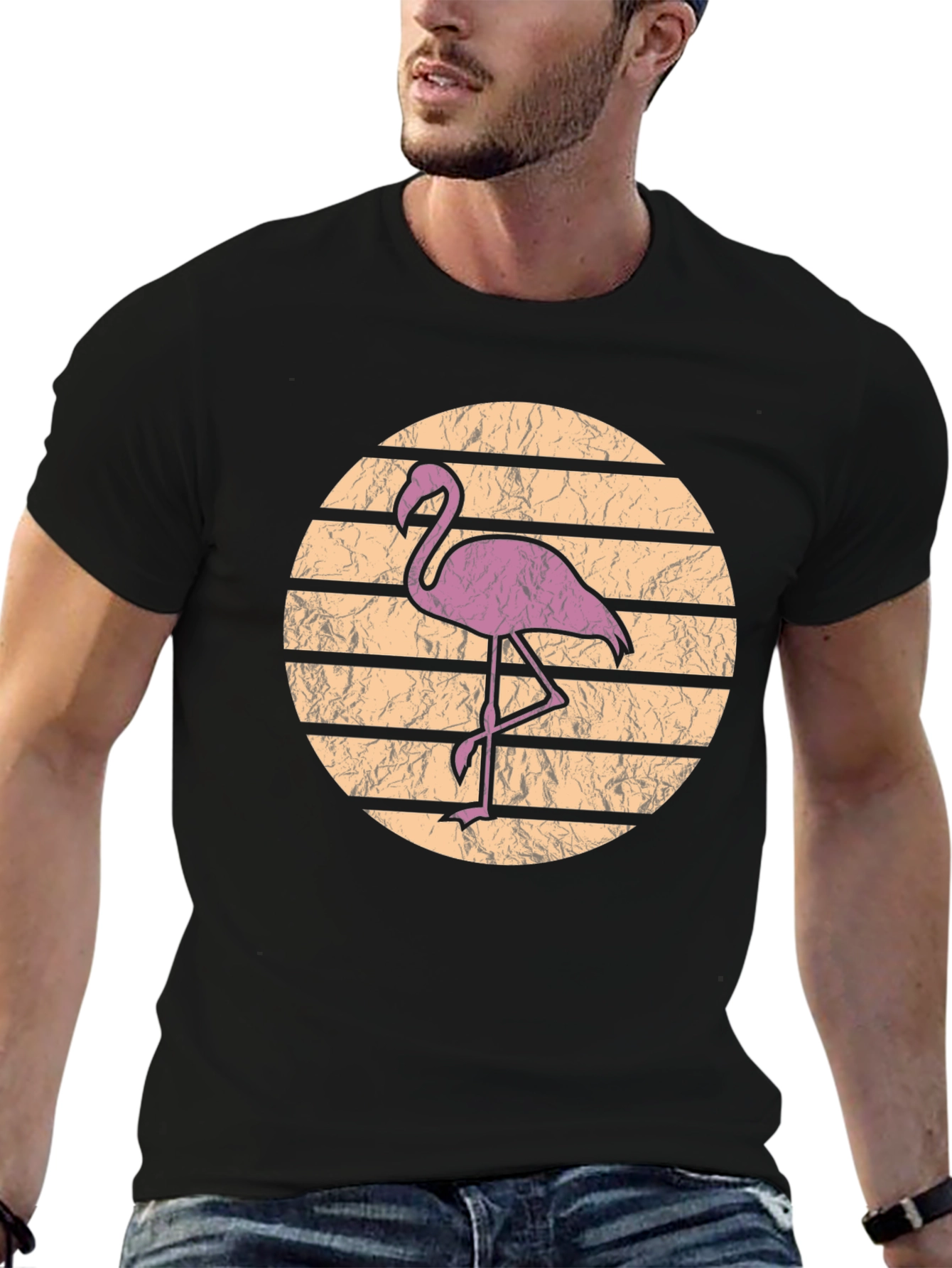 Black Retro Flamingo Graphic Tee view 6