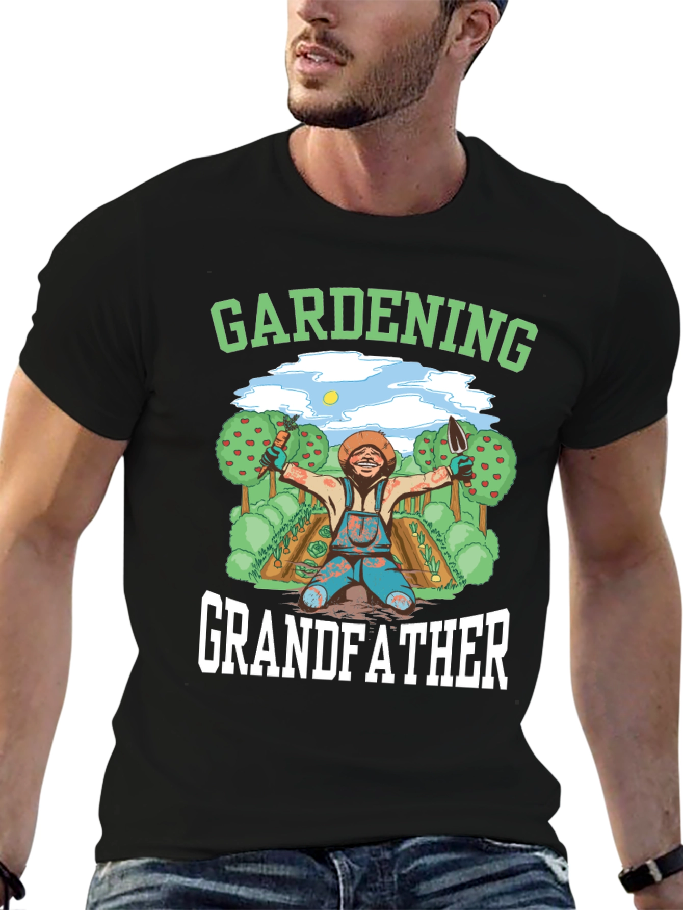 Black Gardening Grandfather T-Shirt view 6