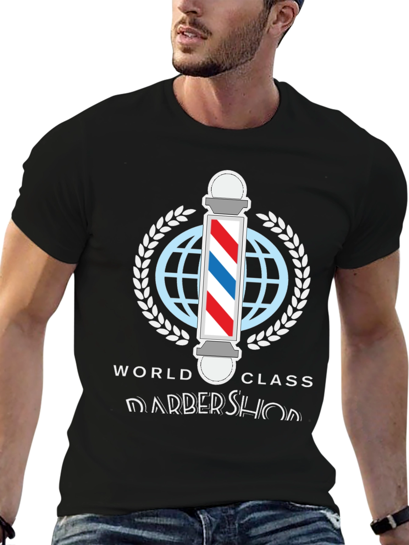 Black World Class Barbershop T-Shirt - Stylish Barber Apparel view 6